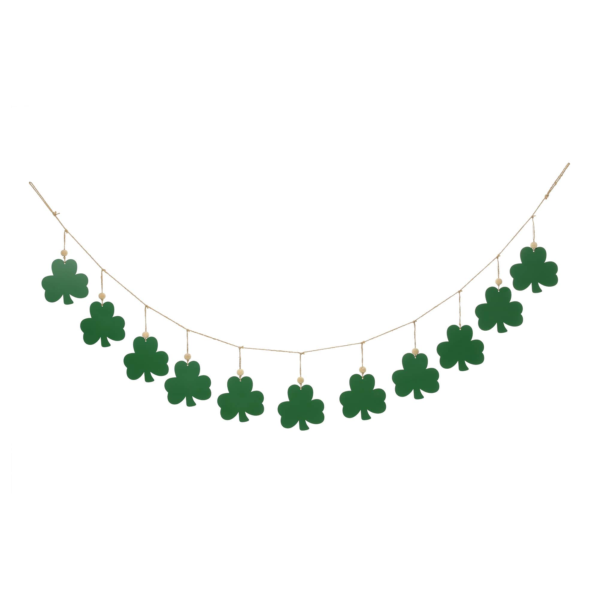 Glitzhome&#xAE; St. Patrick&#x27;s Metal Shamrocks Garland