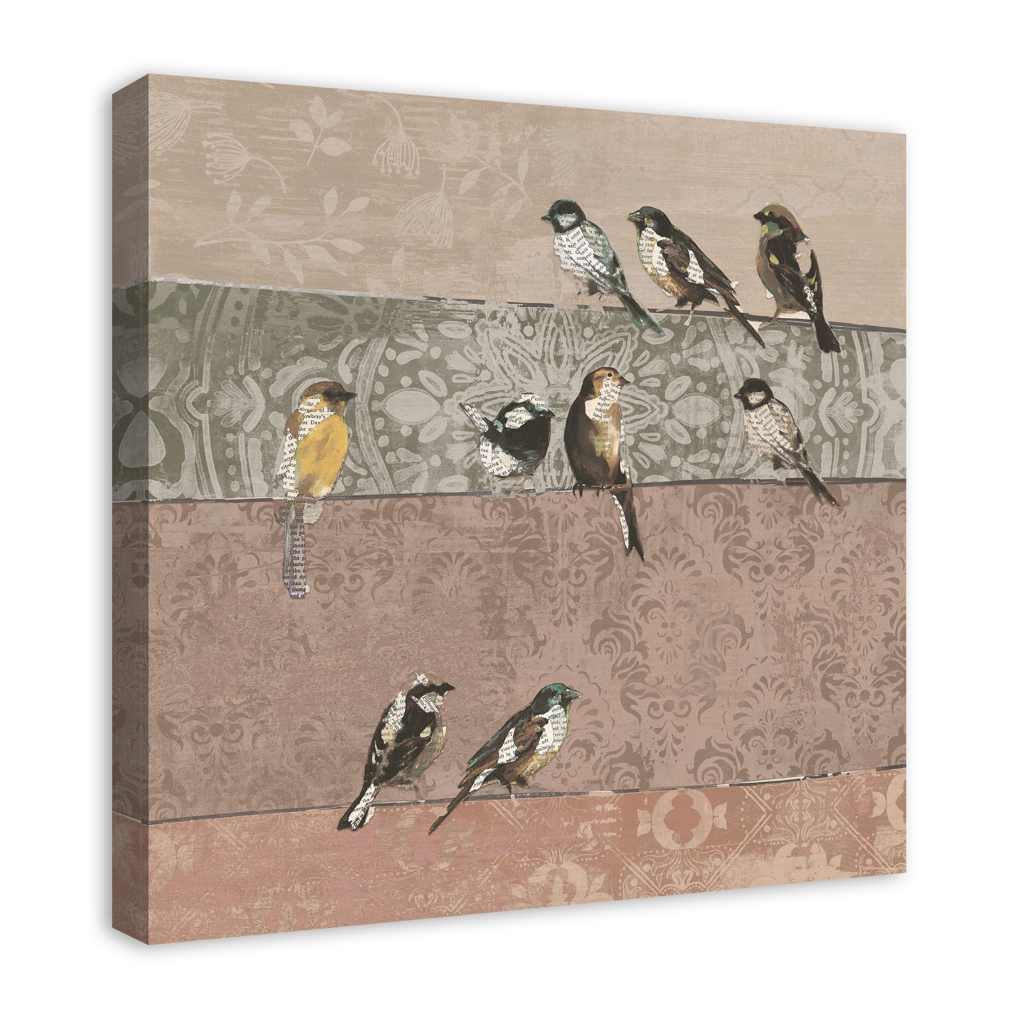 Collage Bird Patchwork 30" x 30" Canvas Wall Art