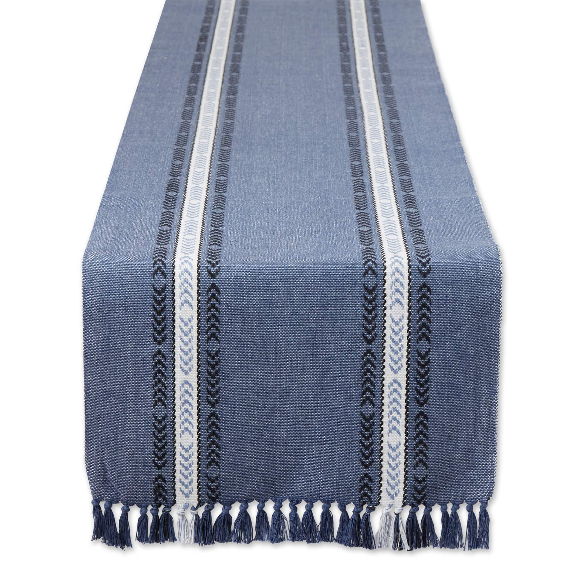 DII® 108" Dobby Striped Fringe Ribbed Table Runner