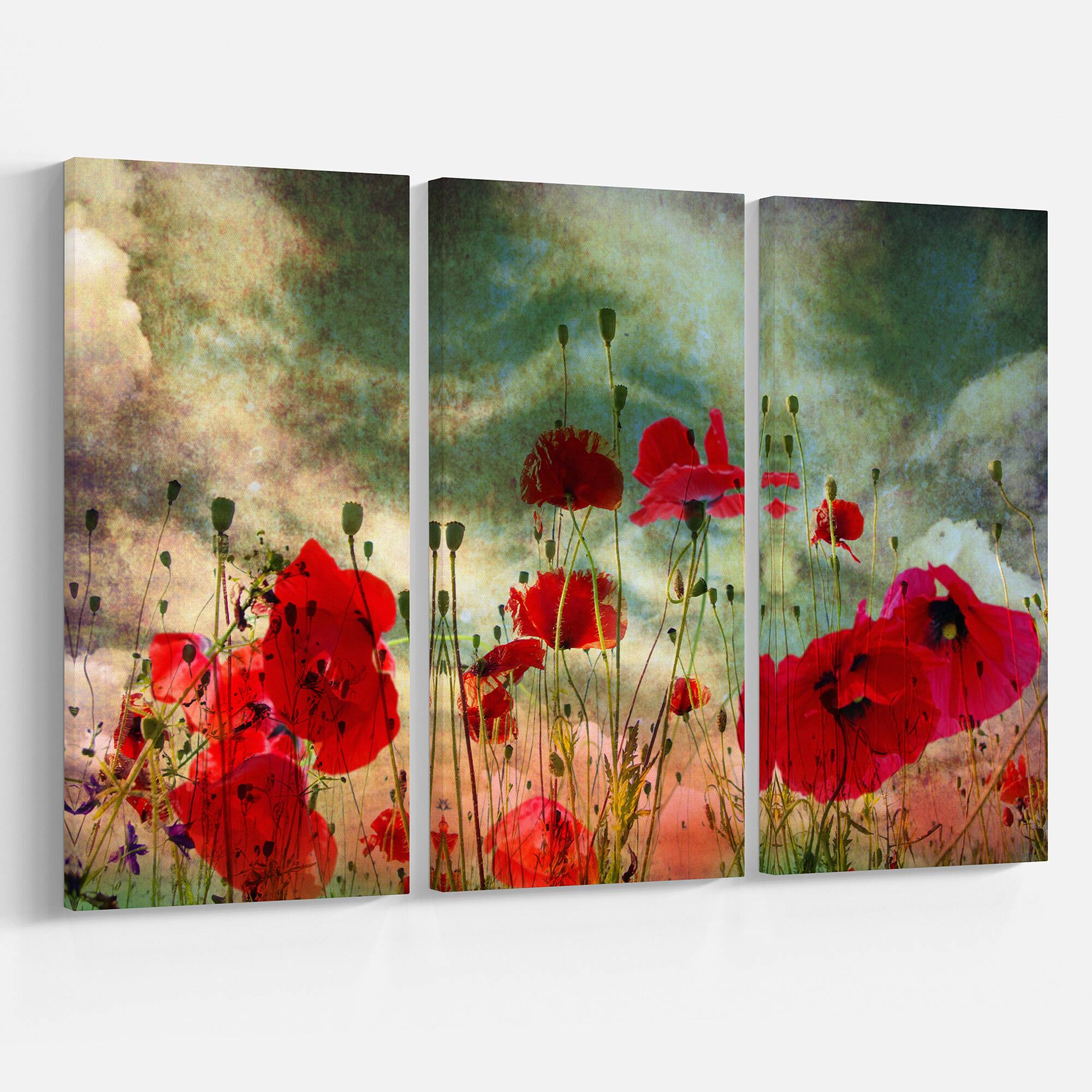 Designart - Wild Red Poppy Flowers in Sky