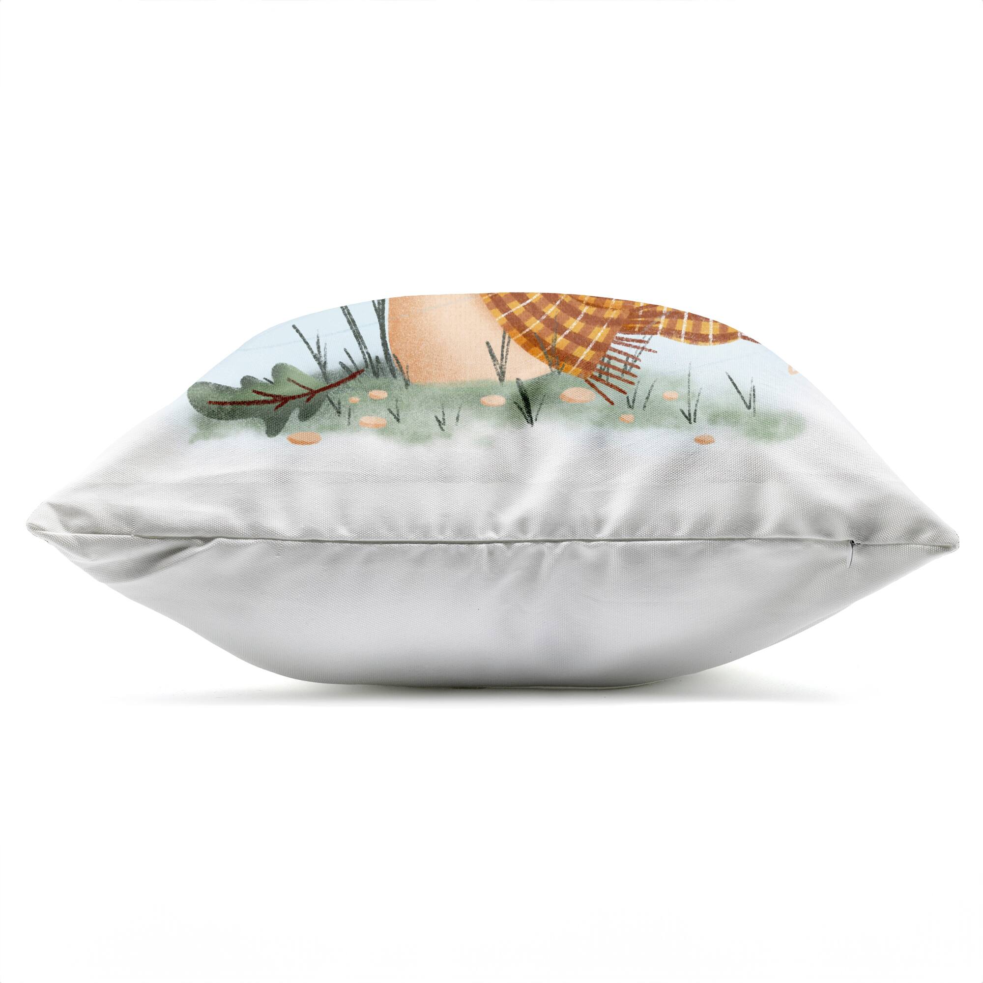 Stupell Industries Happy Mushroom in Scarf Outdoor Printed Pillow