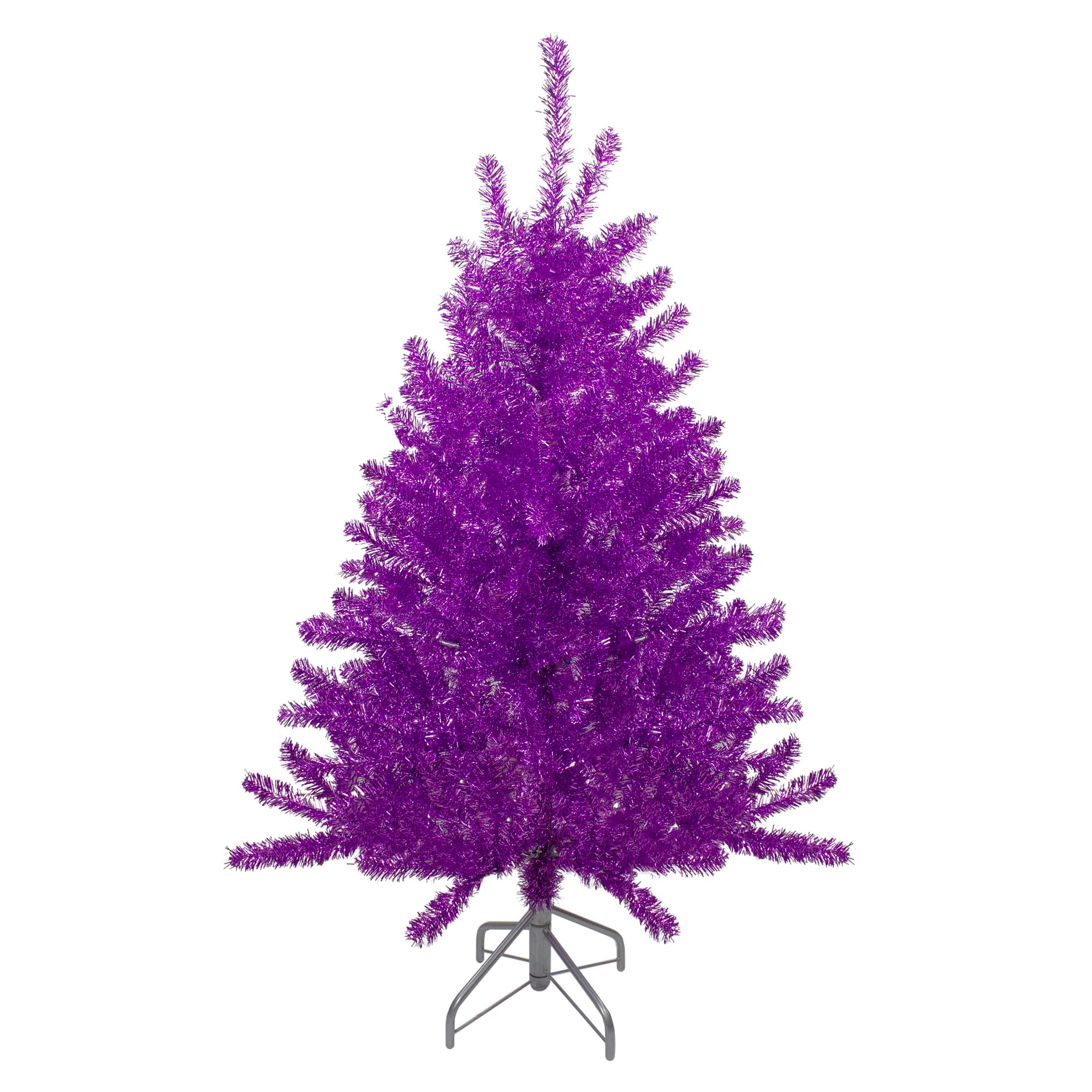 4.5ft. Unlit Metallic Purple Tinsel Artificial Christmas Tree
