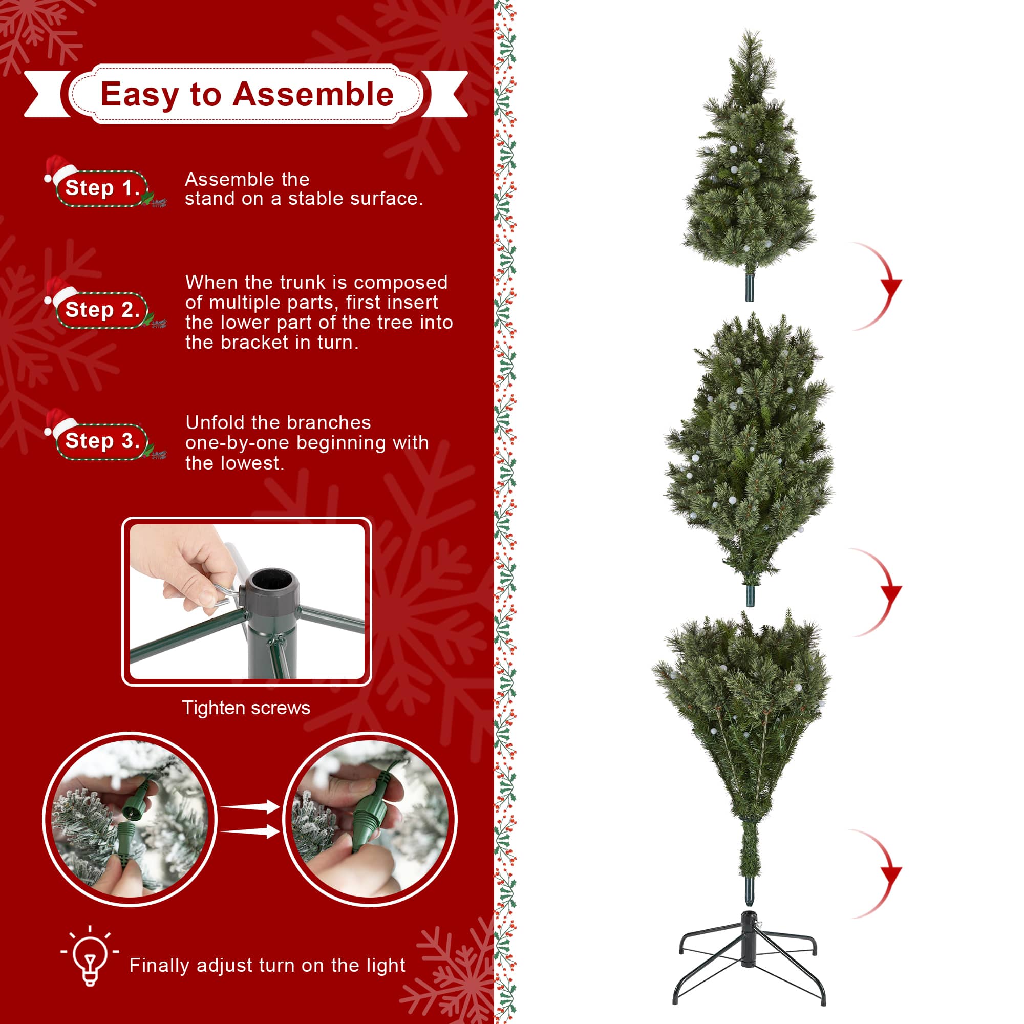 Glitzhome&#xAE; 7.5ft Pre-Lit Green Cashmere Slim Pine Artificial Christmas Tree, Multicolor LED Lights