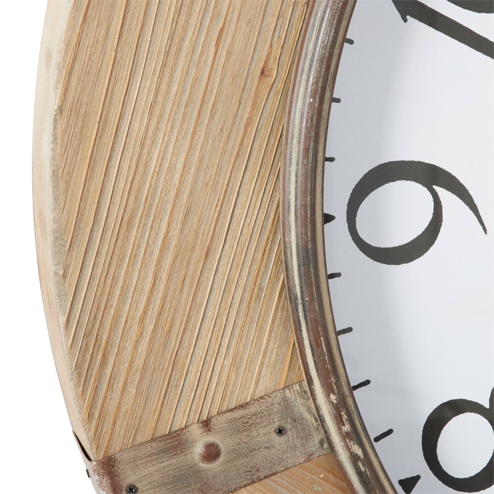 Brown Rustic Wood Wall Clock, 32&#x22; x 32&#x22;