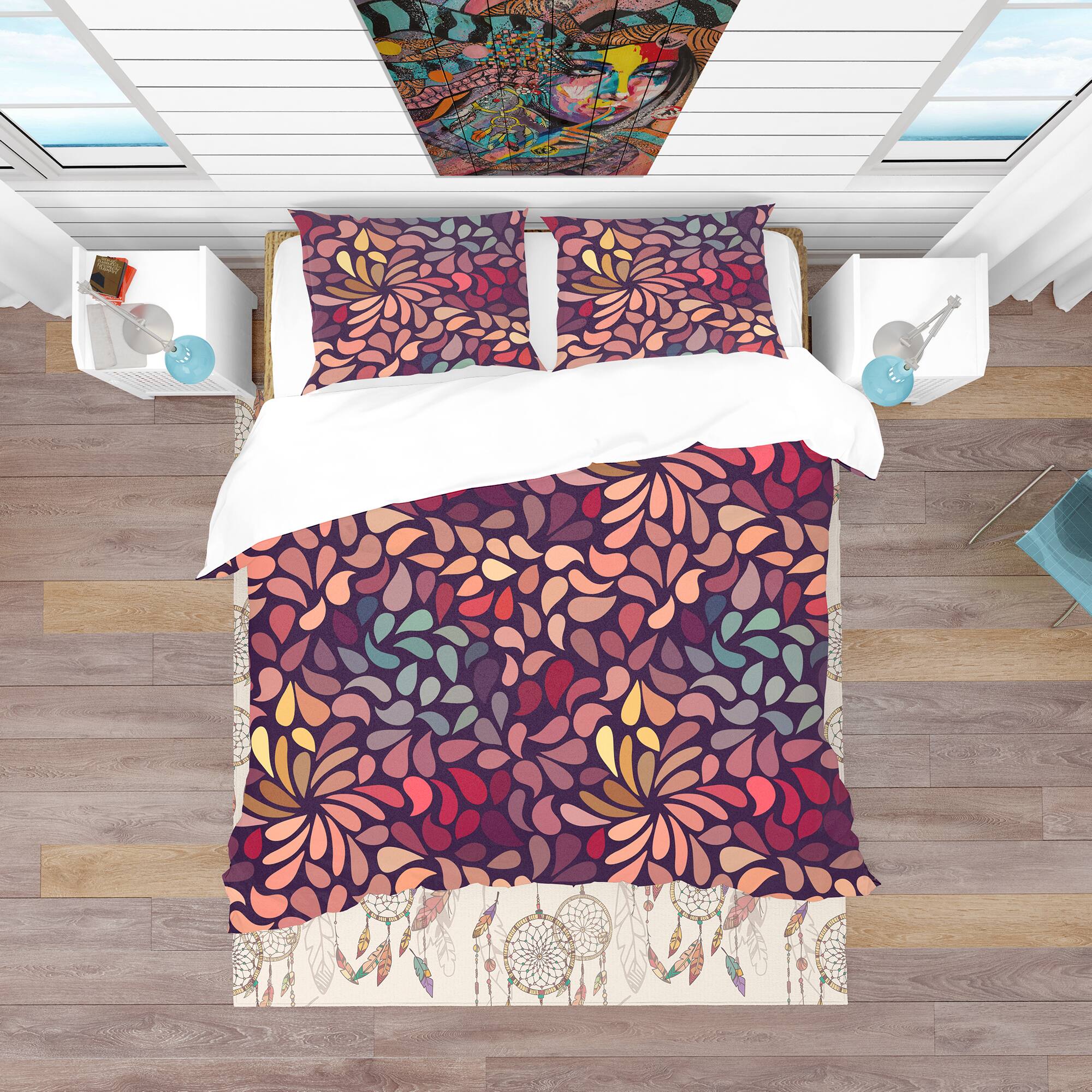 Designart &#x27;Abstract Floral Pattern&#x27; Bohemian &#x26; Eclectic Bedding Set - Duvet Cover &#x26; Shams