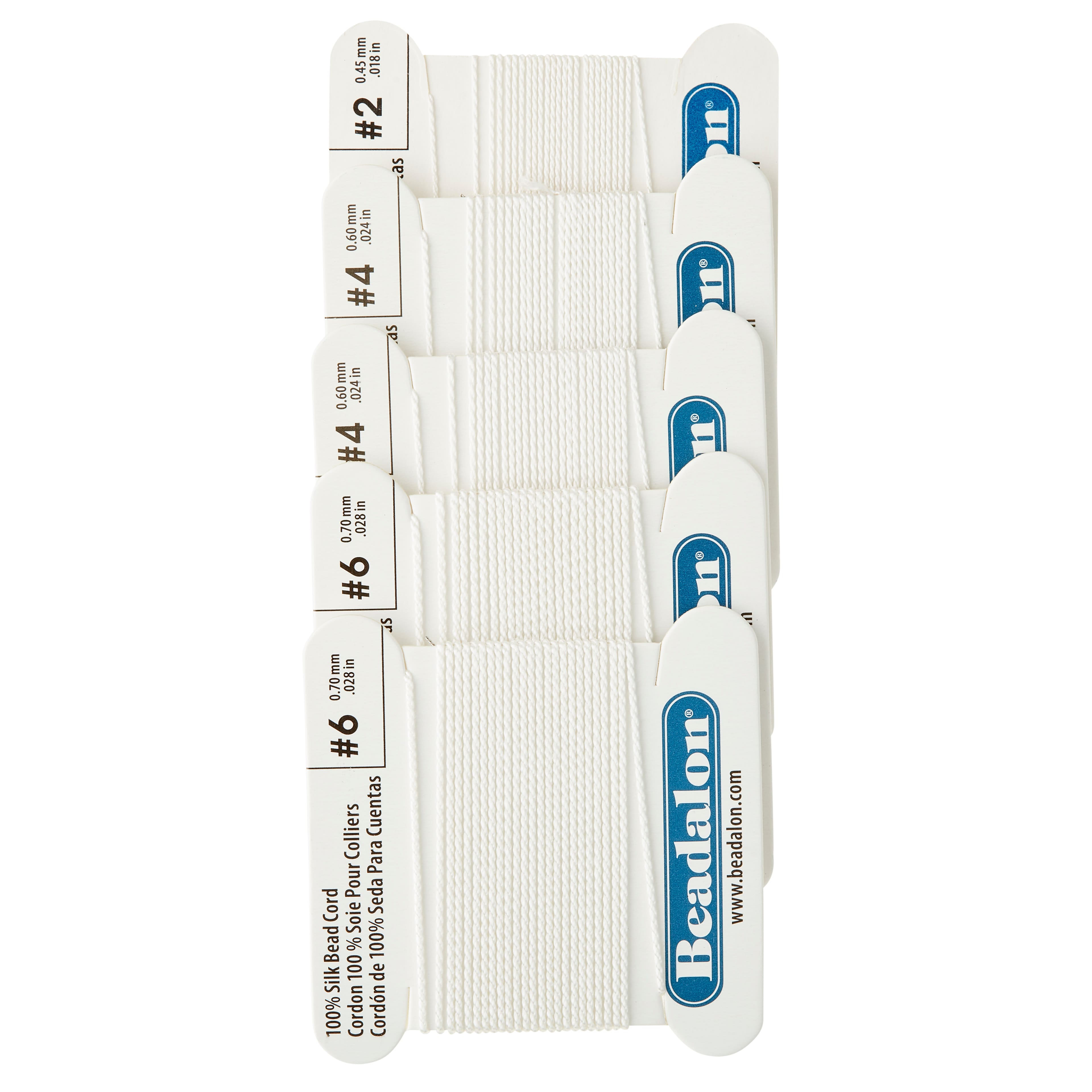 6 Packs: 5 ct. (30 total) Beadalon® White Silk Bead Cord Variety Pack