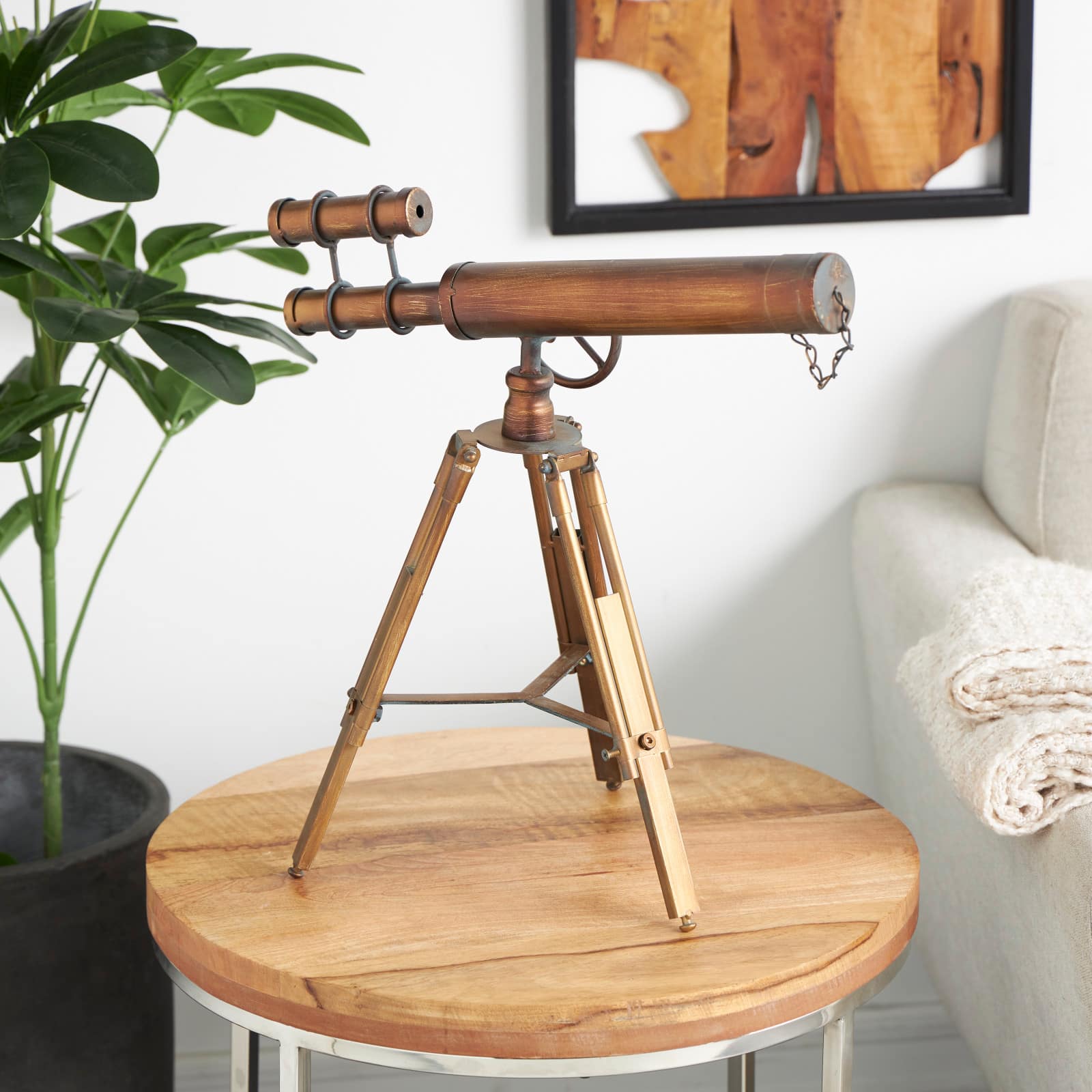 18&#x22; Brass Metal Telescope Decoration