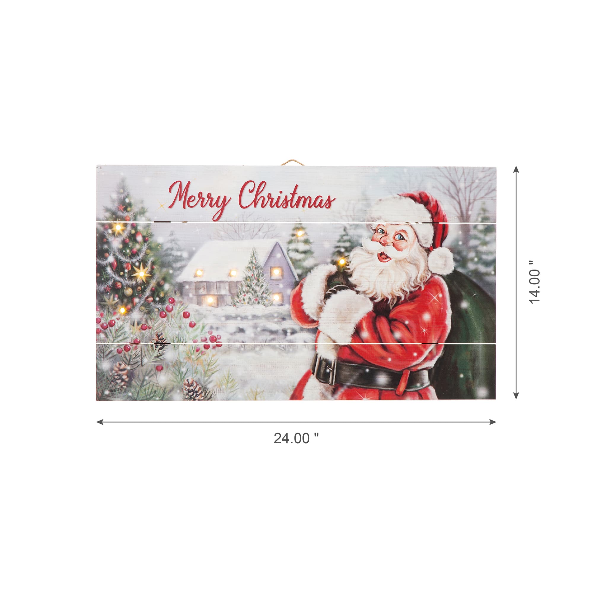 Glitzhome&#xAE; 24&#x22; LED Wooden Santa Wall D&#xE9;cor