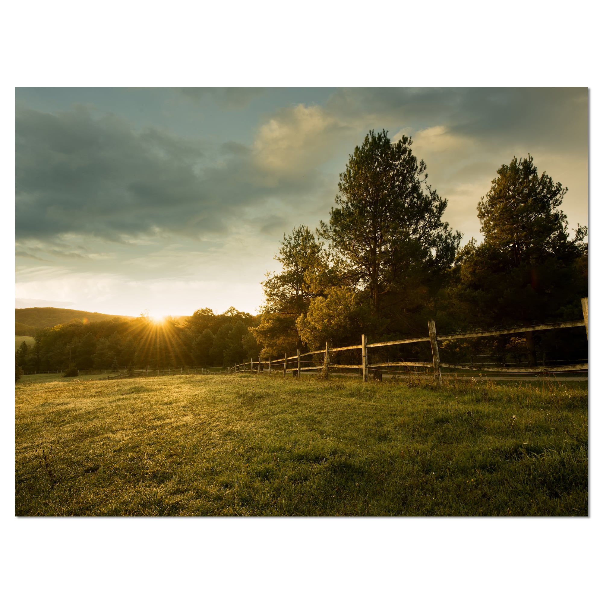 Designart - Beautiful Sunrise in the farm - Landscape Canvas Art Print