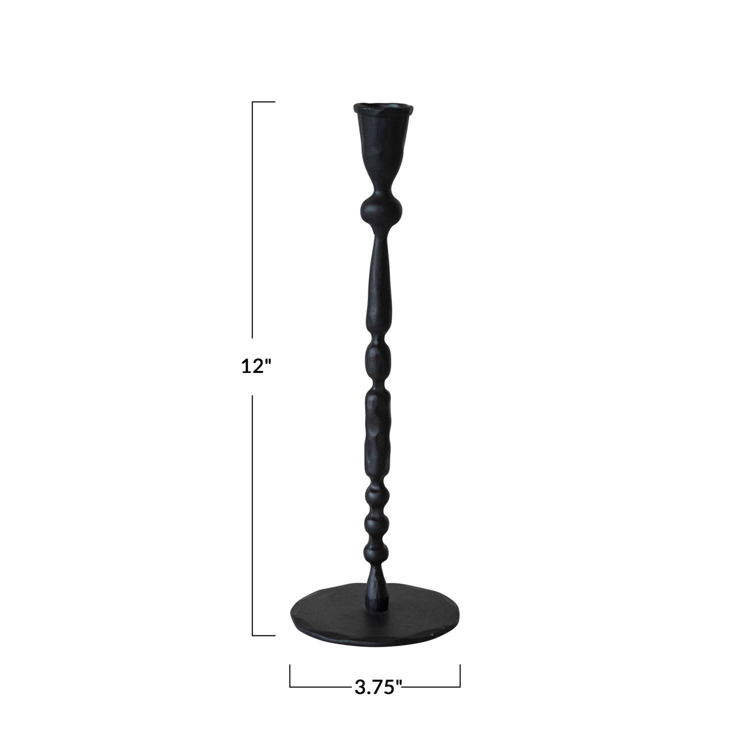 Hello Honey&#xAE; Black Decorative Hand-Forged Metal Taper Candle Holder