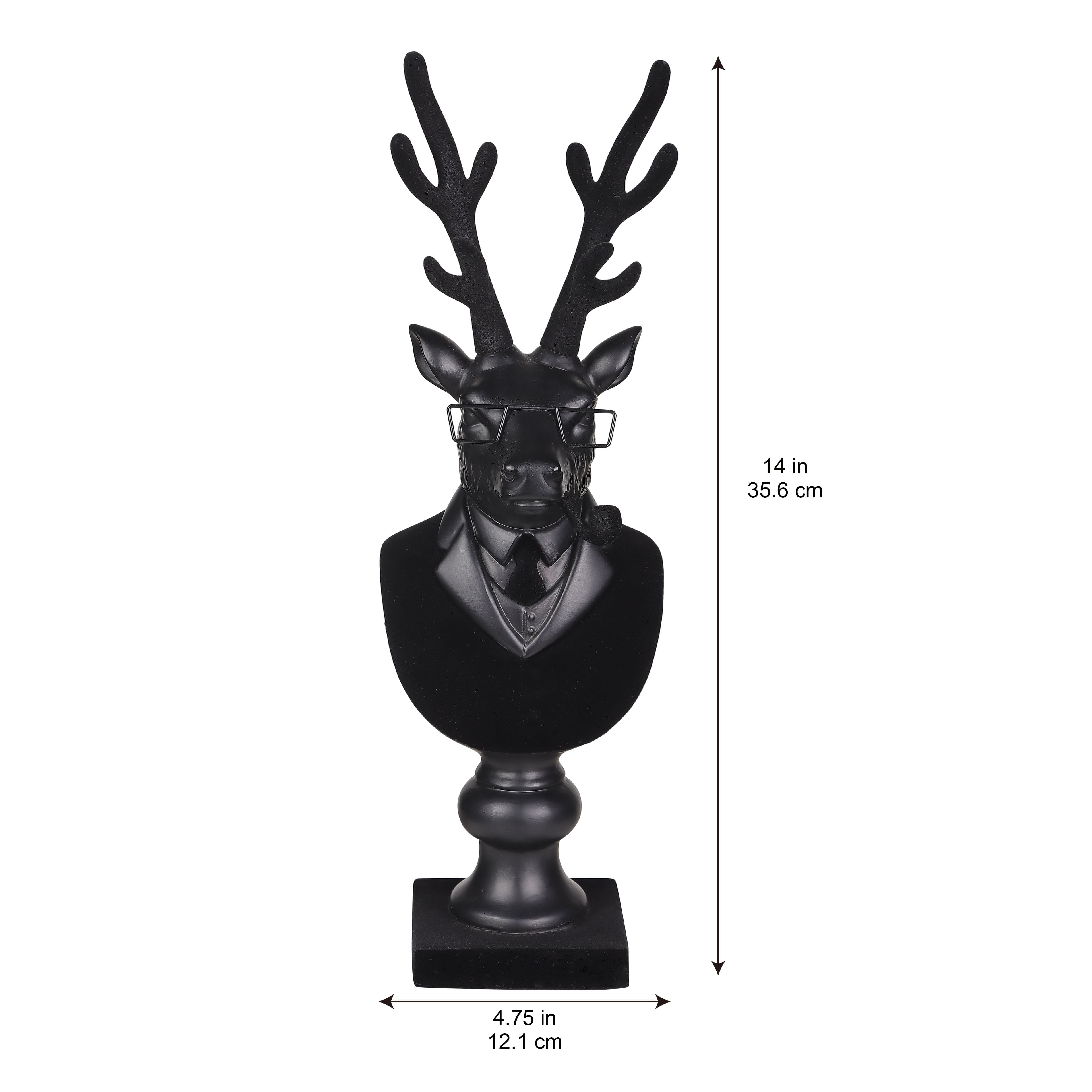 14&#x22; Black Reindeer Bust with Glasses &#x26; Pipe by Ashland&#xAE;