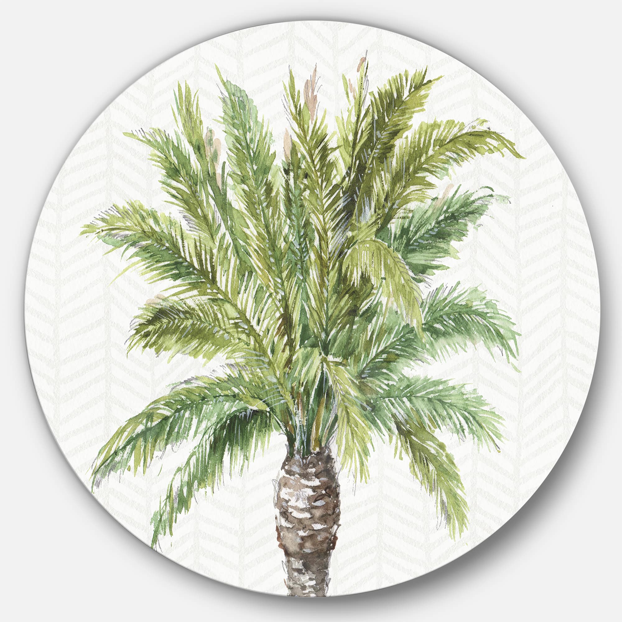 Designart - Mixed Botanical Greens palms IV - Farmhouse Metal Circle Wall Art