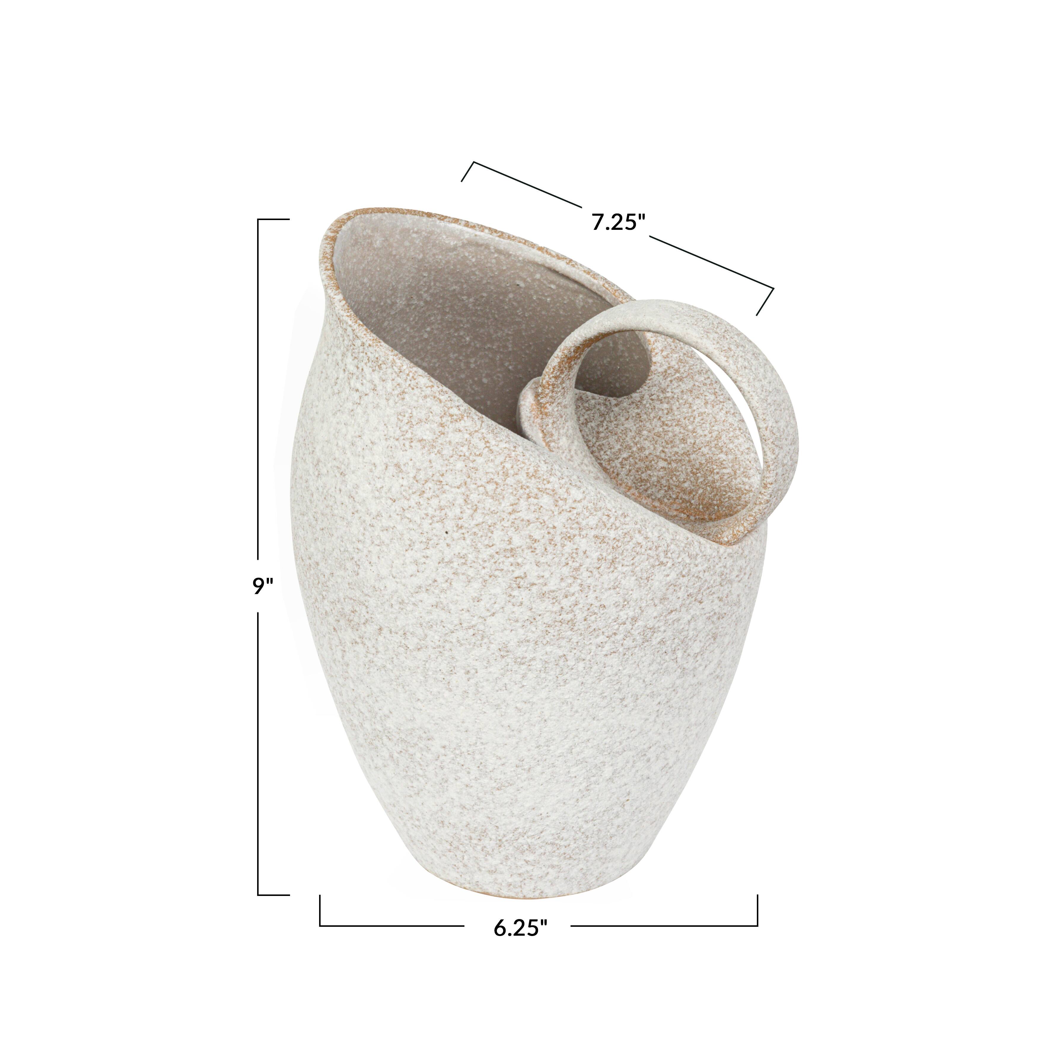 9&#x22; White Textured Stoneware Pitcher in Reactive Glaze