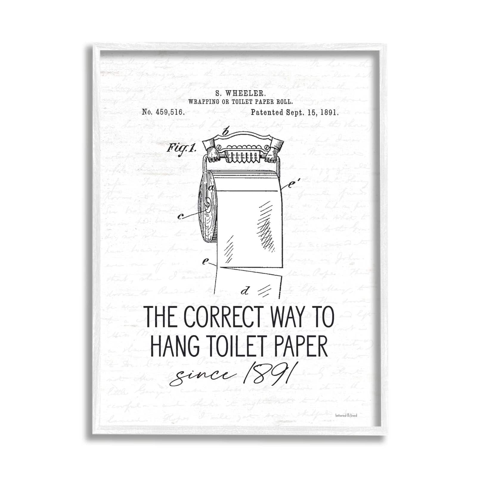 Stupell Industries Vintage Bathroom Diagram Correct Way Hang Toilet Paper Framed Wall Art