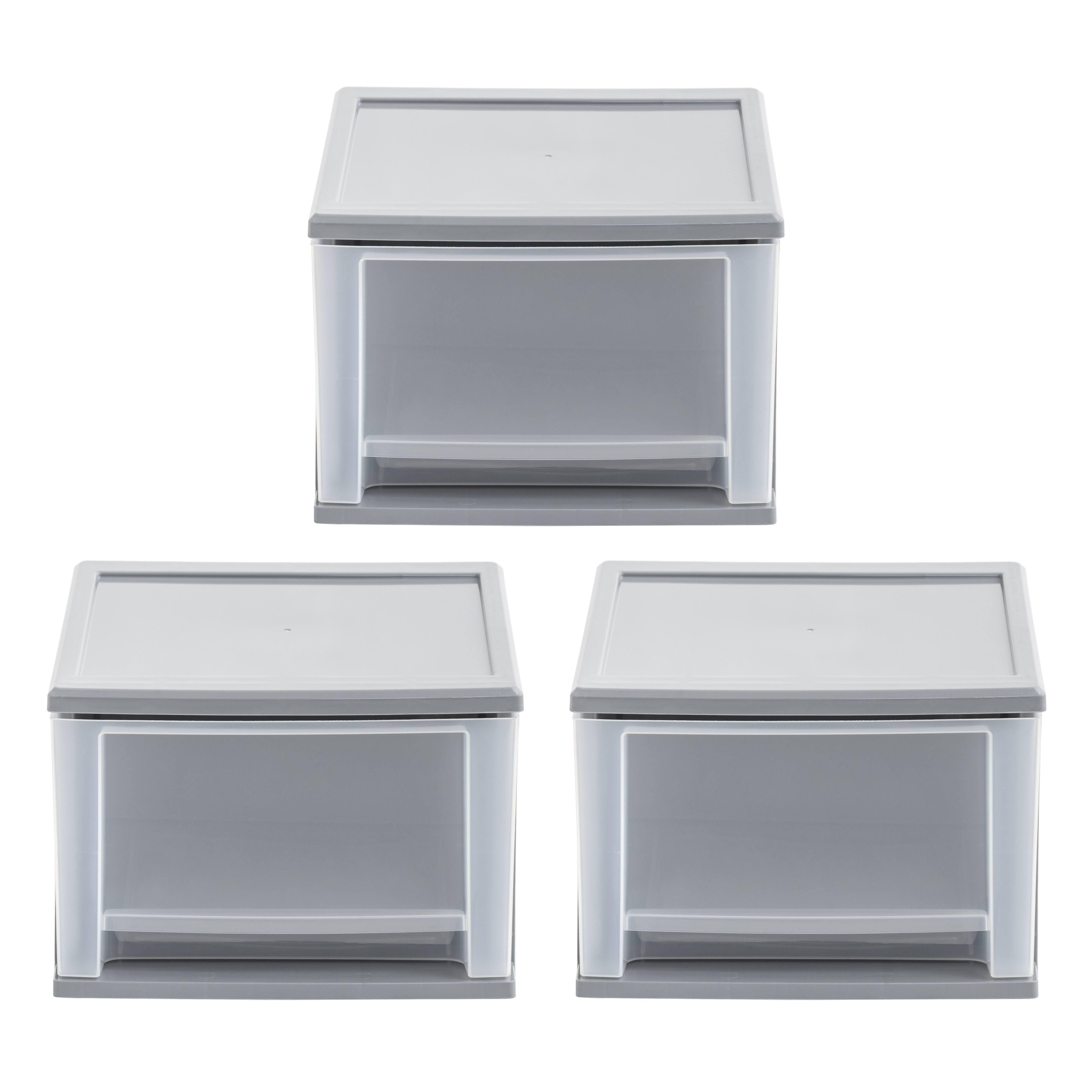Iris® 17qt. Gray Stacking Drawer, 3 Pack