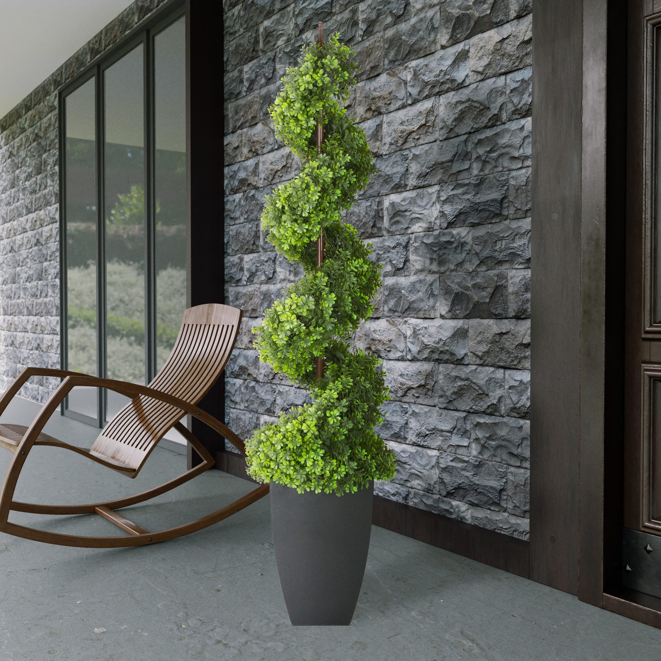 5ft. Topiary Spiral Boxwood Artificial Tree in Decorative Urn