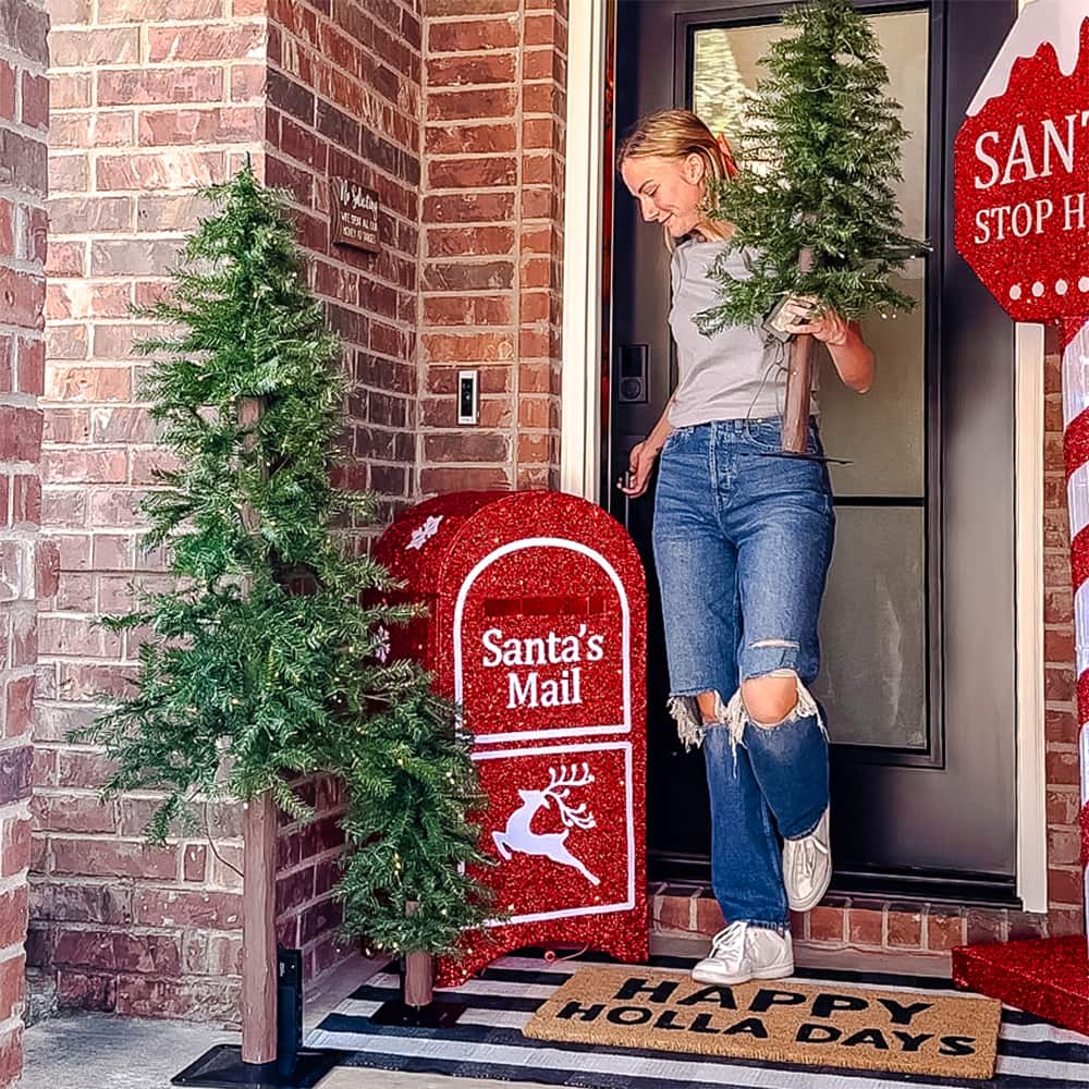 5ft. Pre-Lit Mountain Fir Artificial Christmas Tree with Natural Wood Pole, Soft White LED Lights