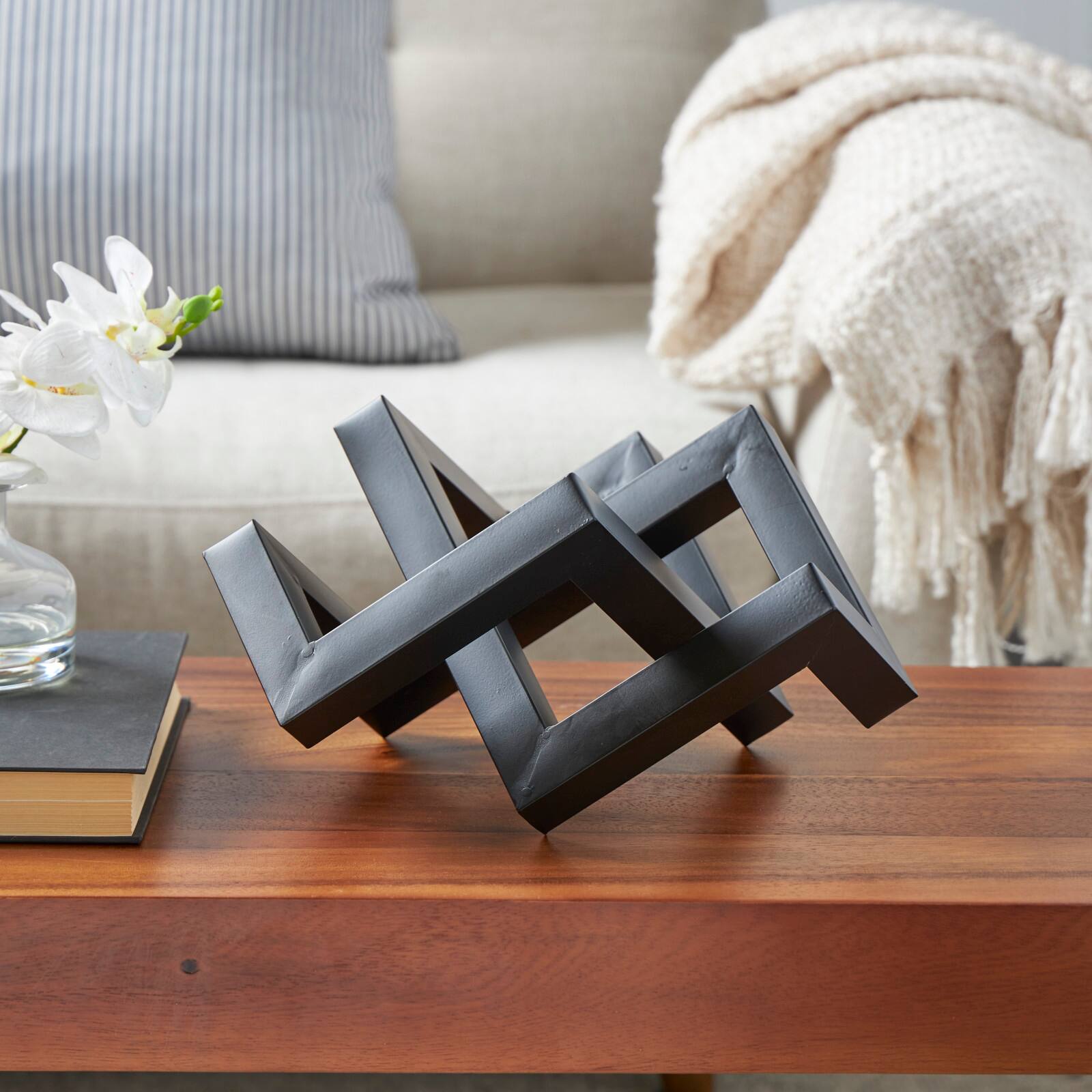 13.5" Iron Geometric Abstract Shaped Sculpture Décor