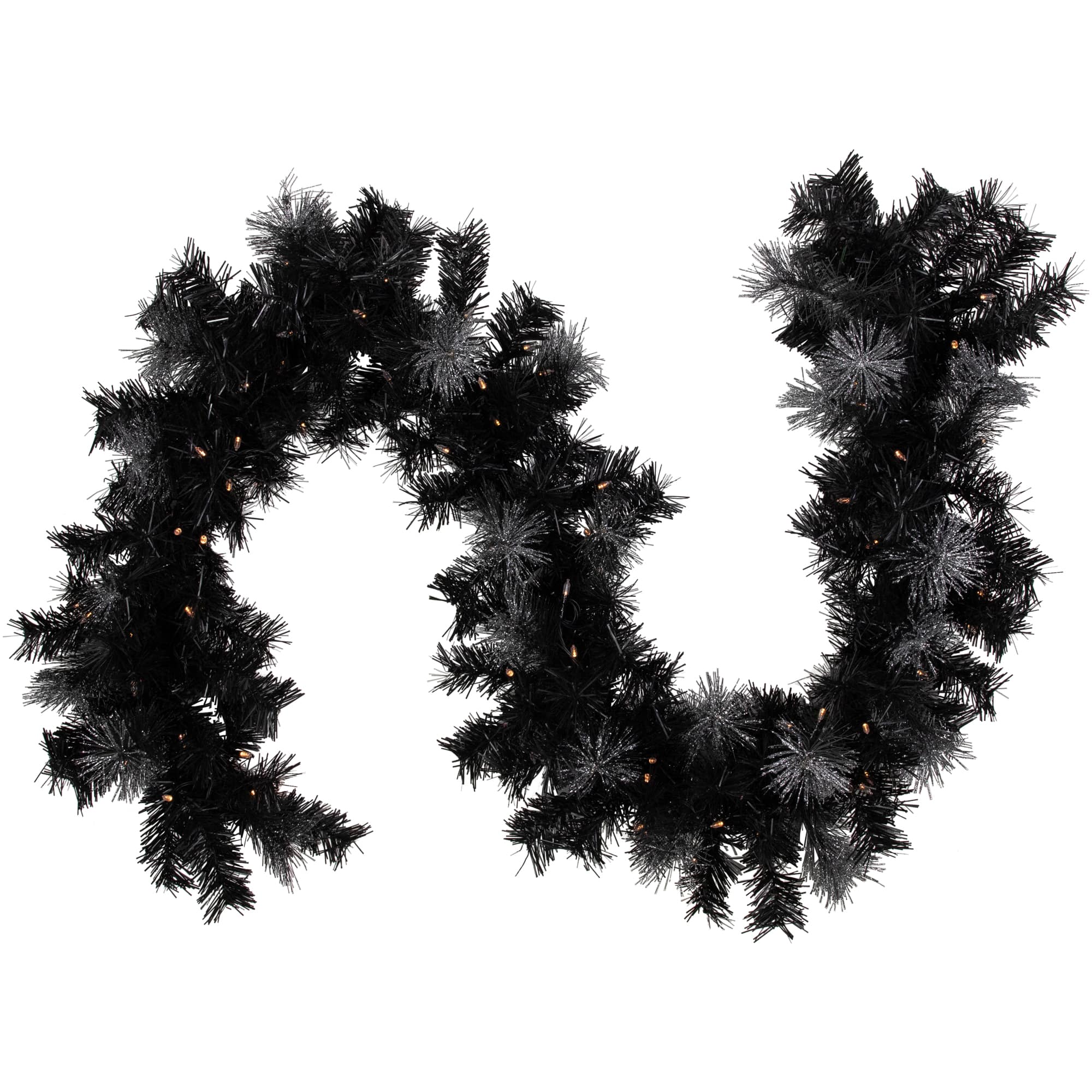 6ft. White LED Black Bristle Garland