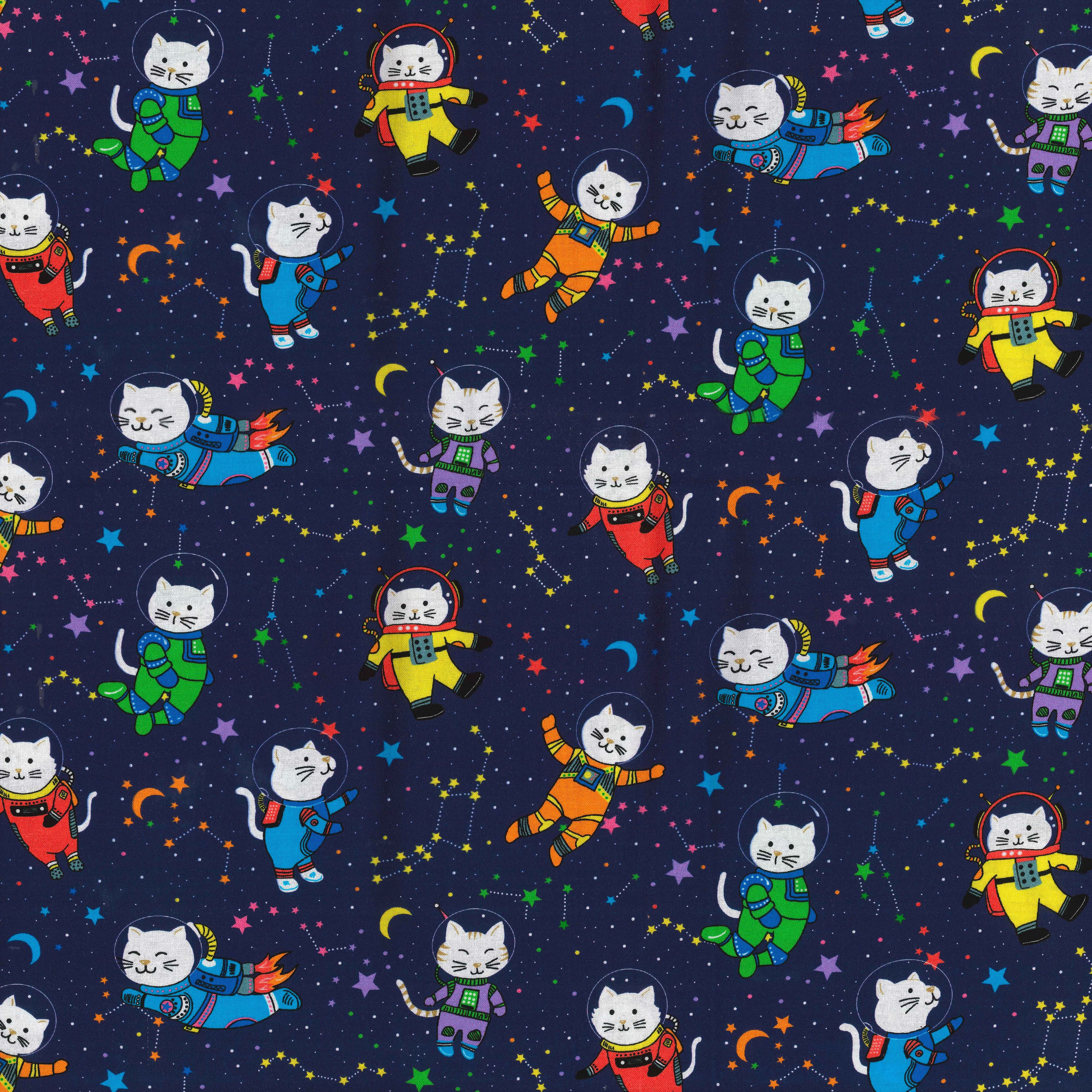 Fabric Traditions Space Kittens Cotton Fabric