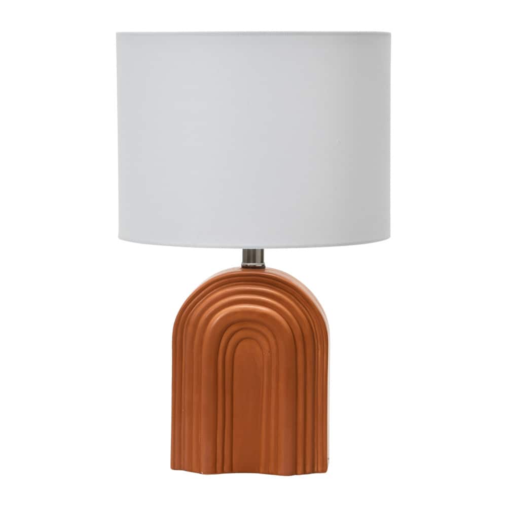 Hello Honey® 19" Carved Arch Stoneware Table Lamp with Linen Drum Shade