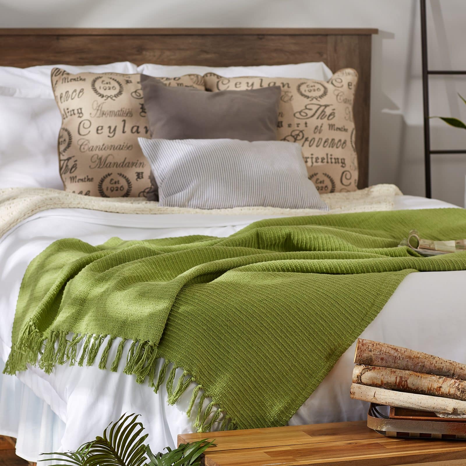 DII® Antique Green Solid Ribbed Throw