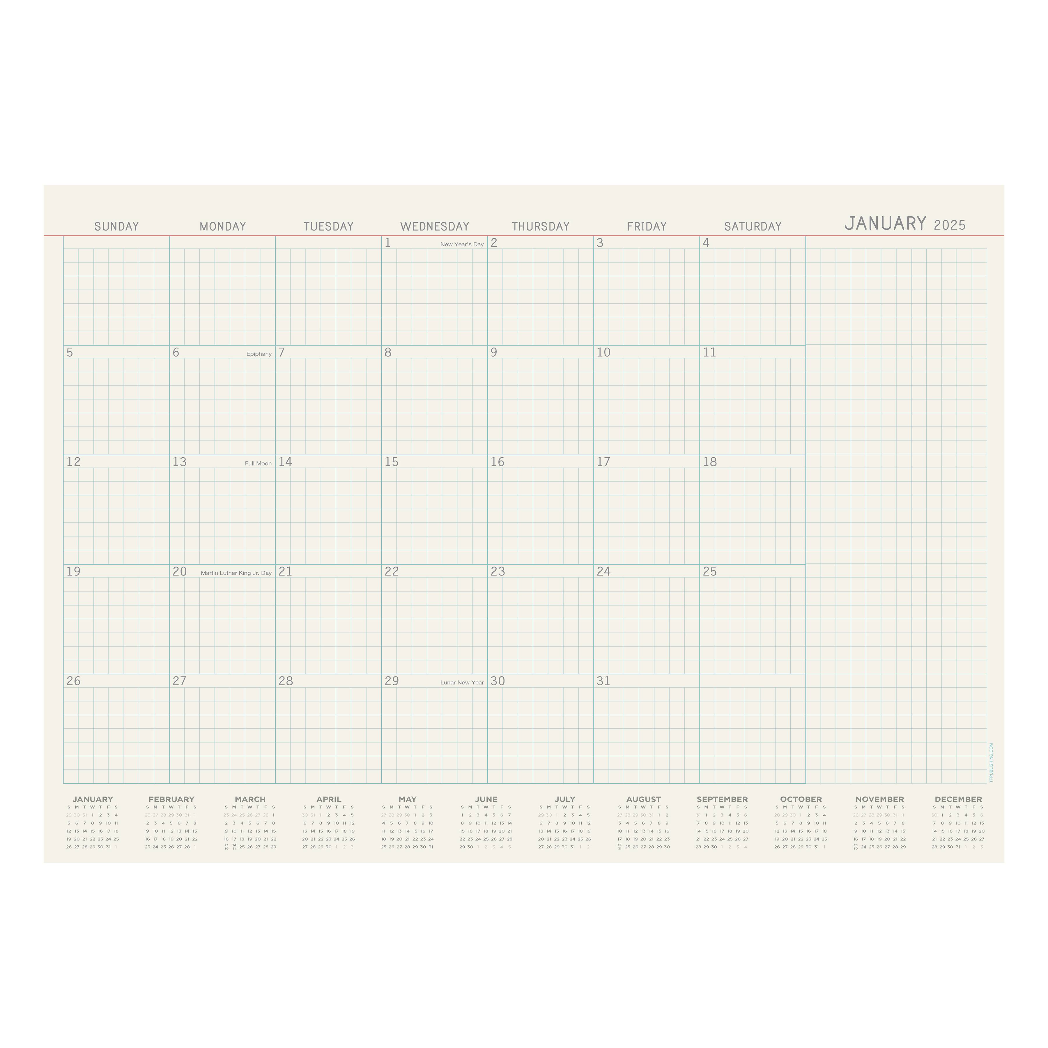 TF Publishing Medium 2025 Vintage Professional Monthly Blotter Desk Pad Calendar