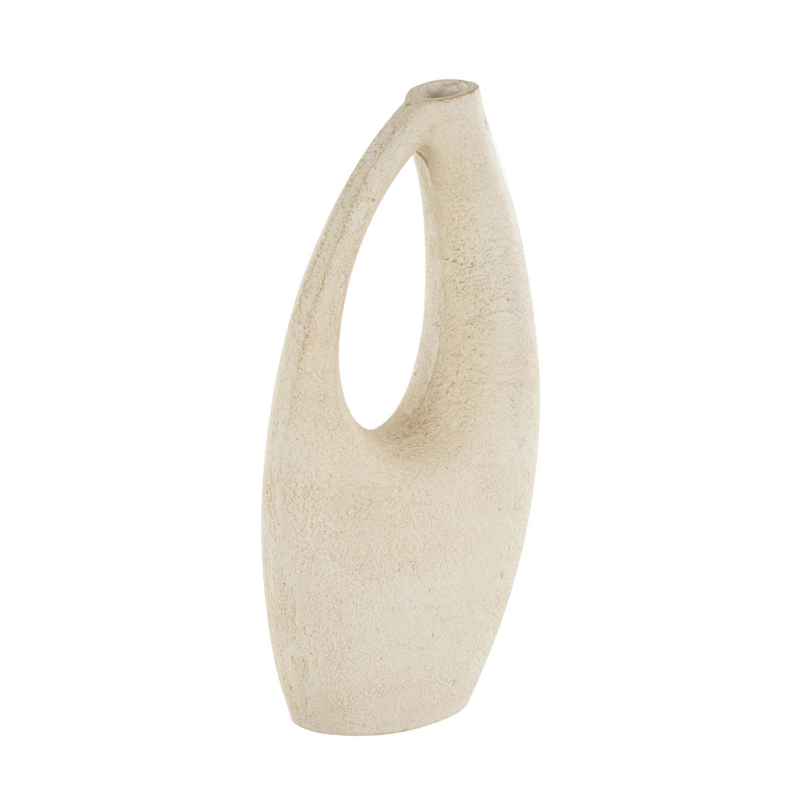 14&#x22; Cream Abstract Cutout Paper Mache Vase 