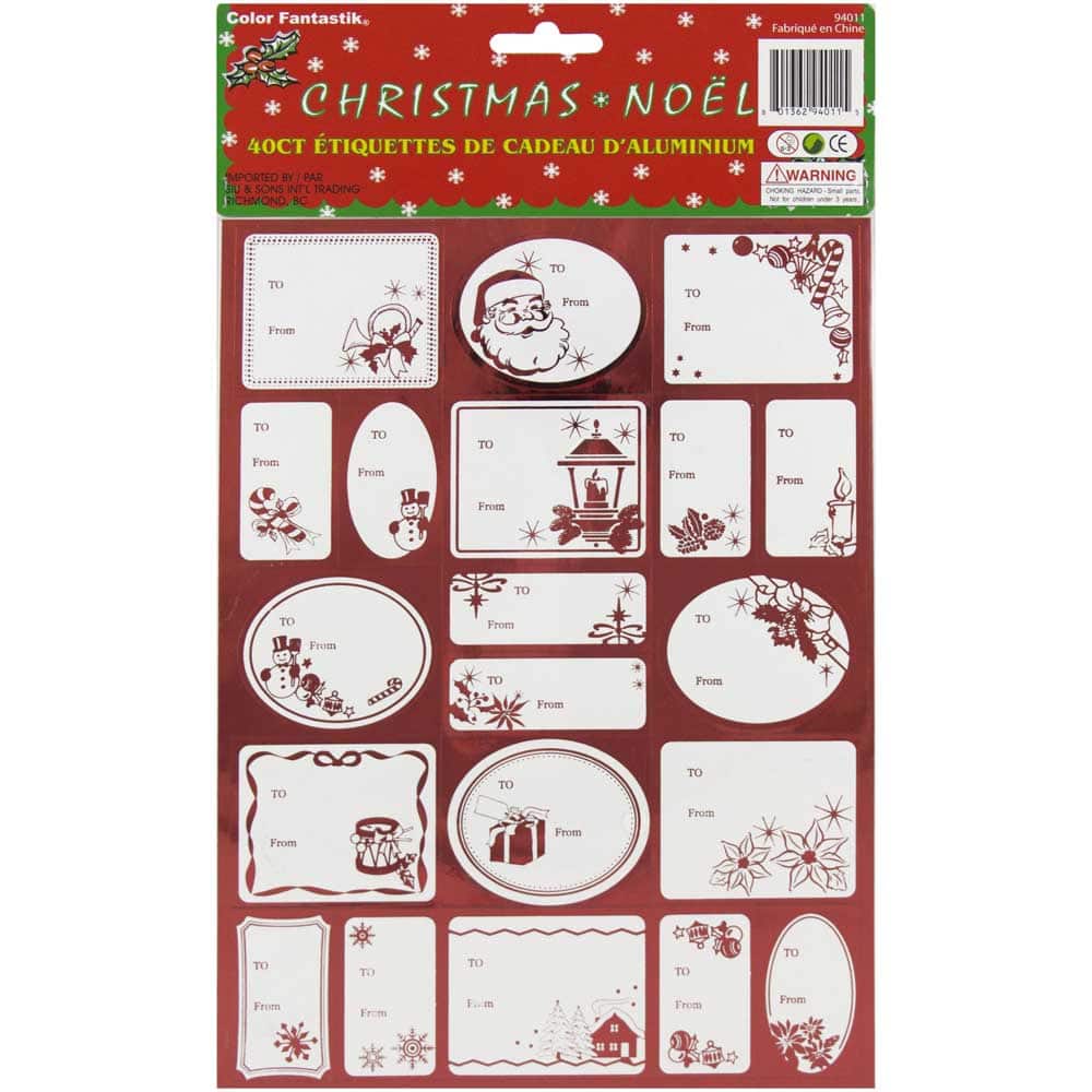 JAM Paper Red Foil Christmas Gift Tag Stickers