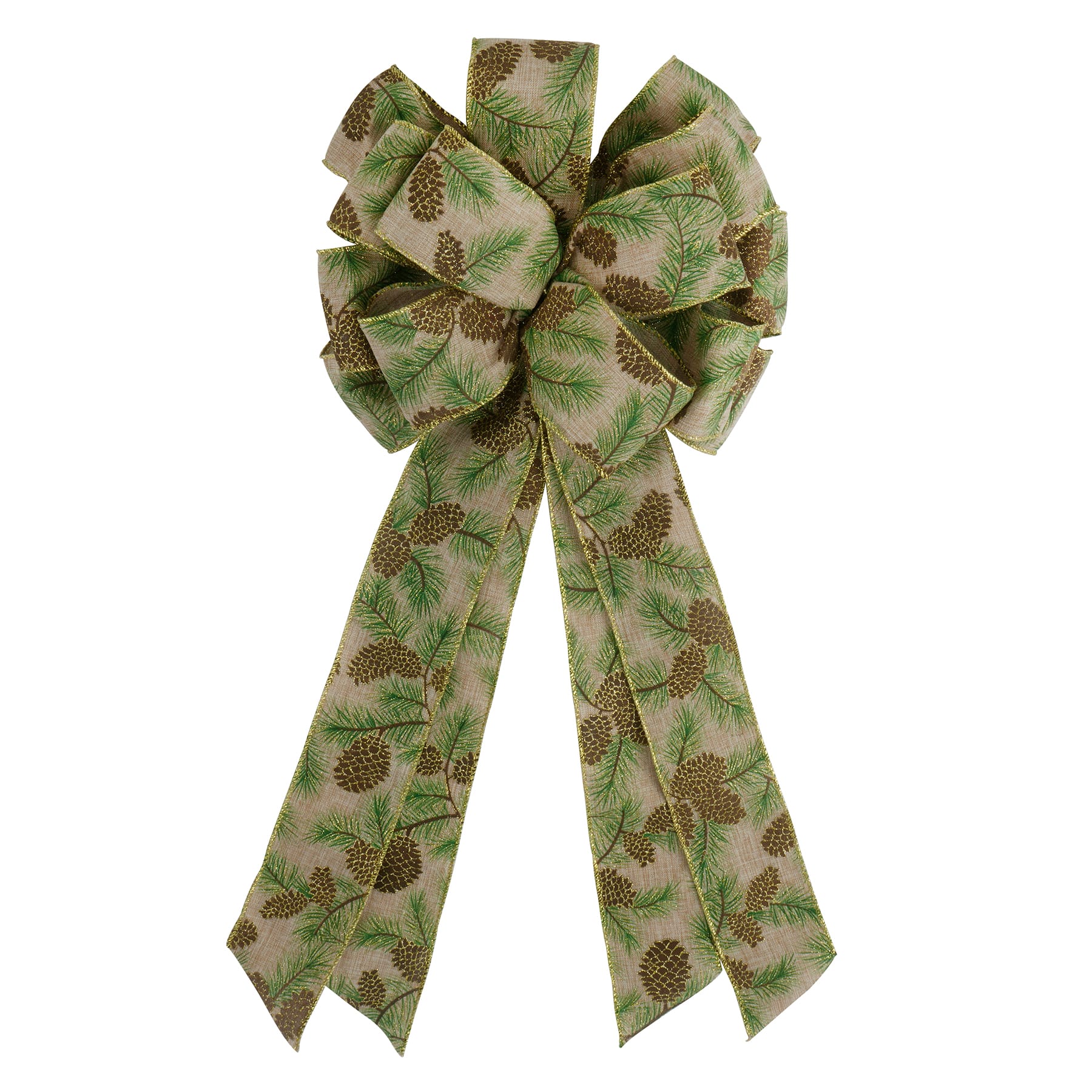 21&#x22; Faux Linen Pinecone Tree Bow by Celebrate It&#xAE;