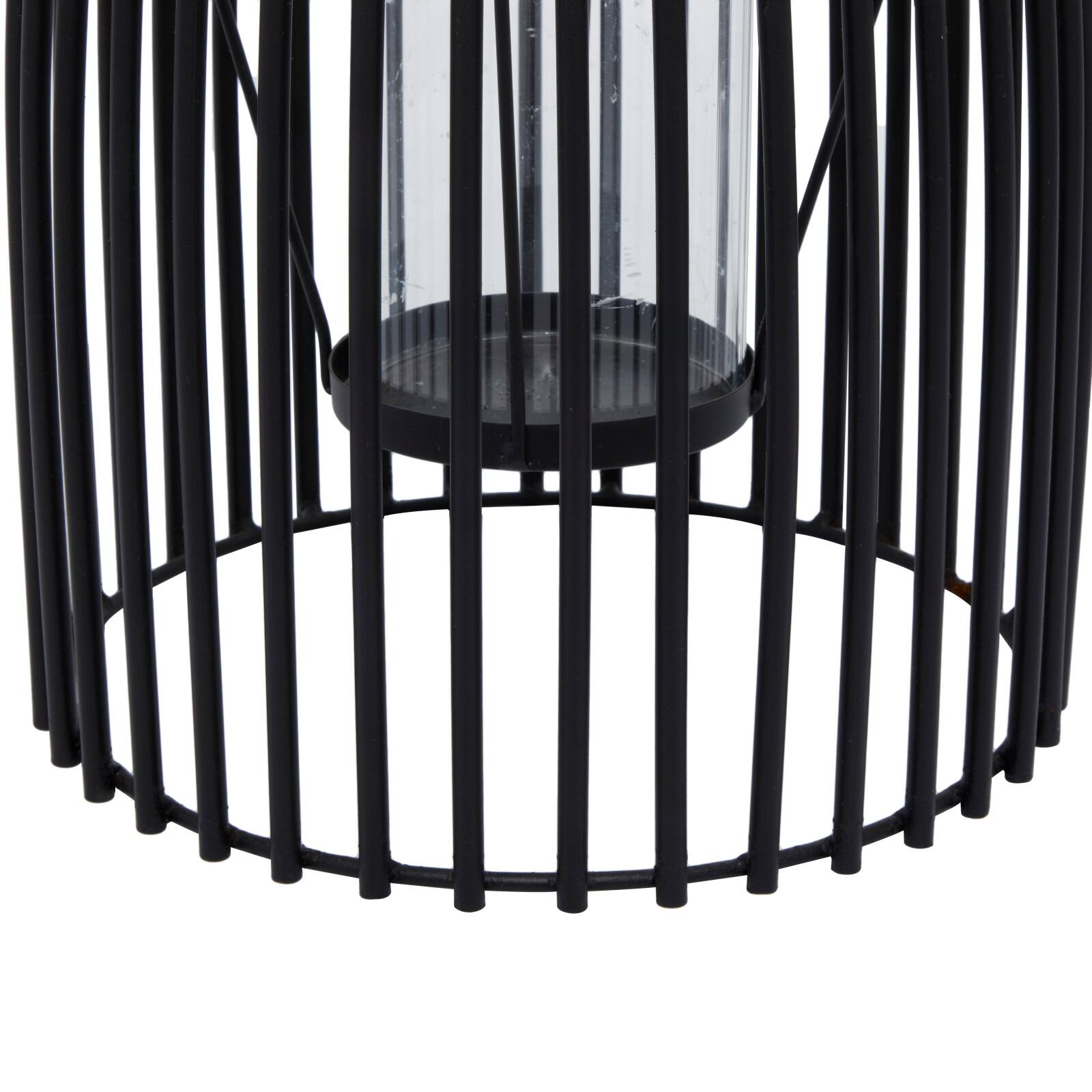 16" Black Iron Contemporary Candle Holder Lantern