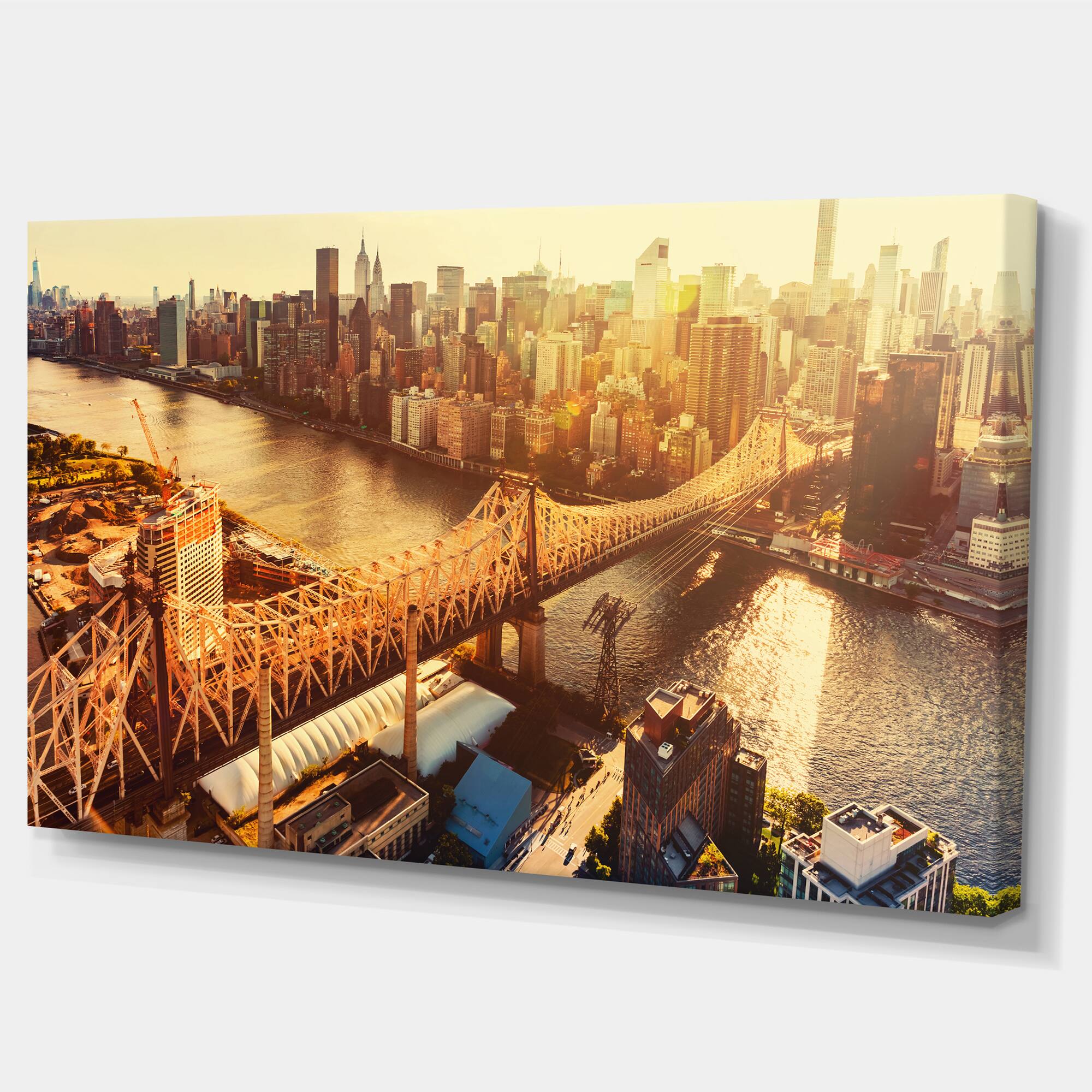 Designart - Queensboro Bridge over East River - Large Cityscape Canvas Art Print