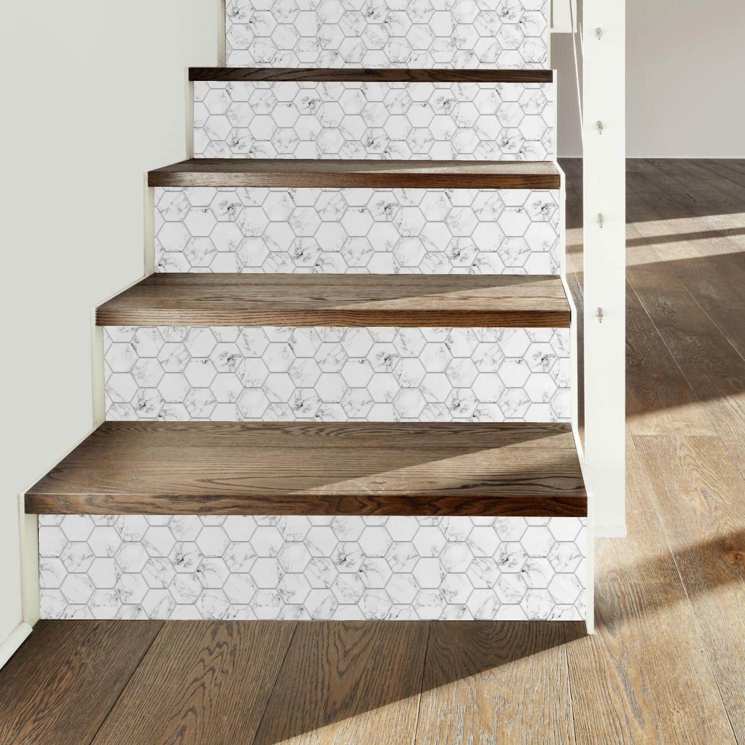 RoomMates Carrara Marble Hexagon Peel &#x26; Stick Backsplash