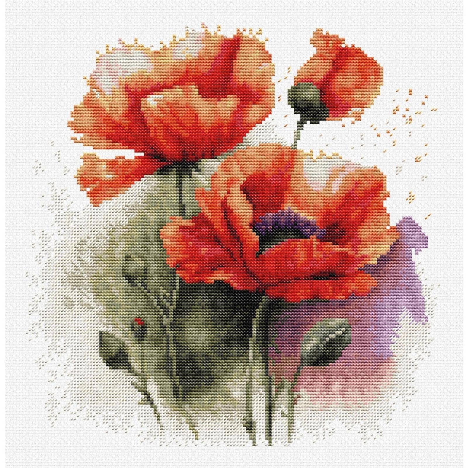 Luca-S The Poppy Flowers Counted Cross Stitch Kit
