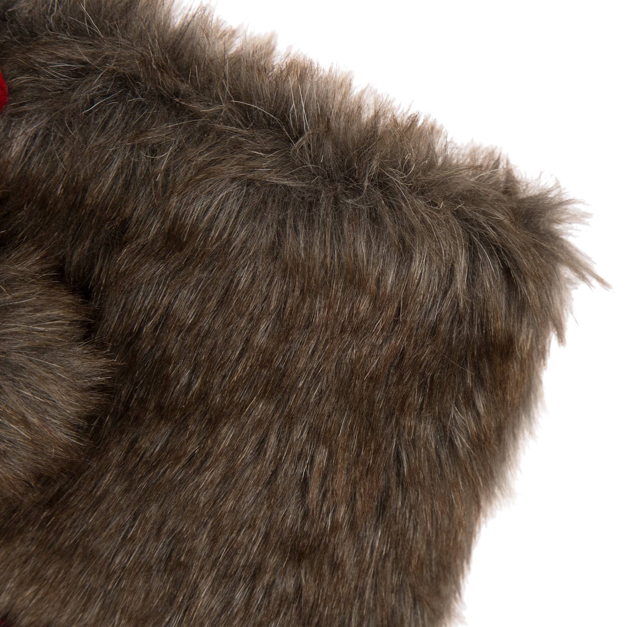 Glitzhome® 21" Fur Black & Red Buffalo Plaid Stocking