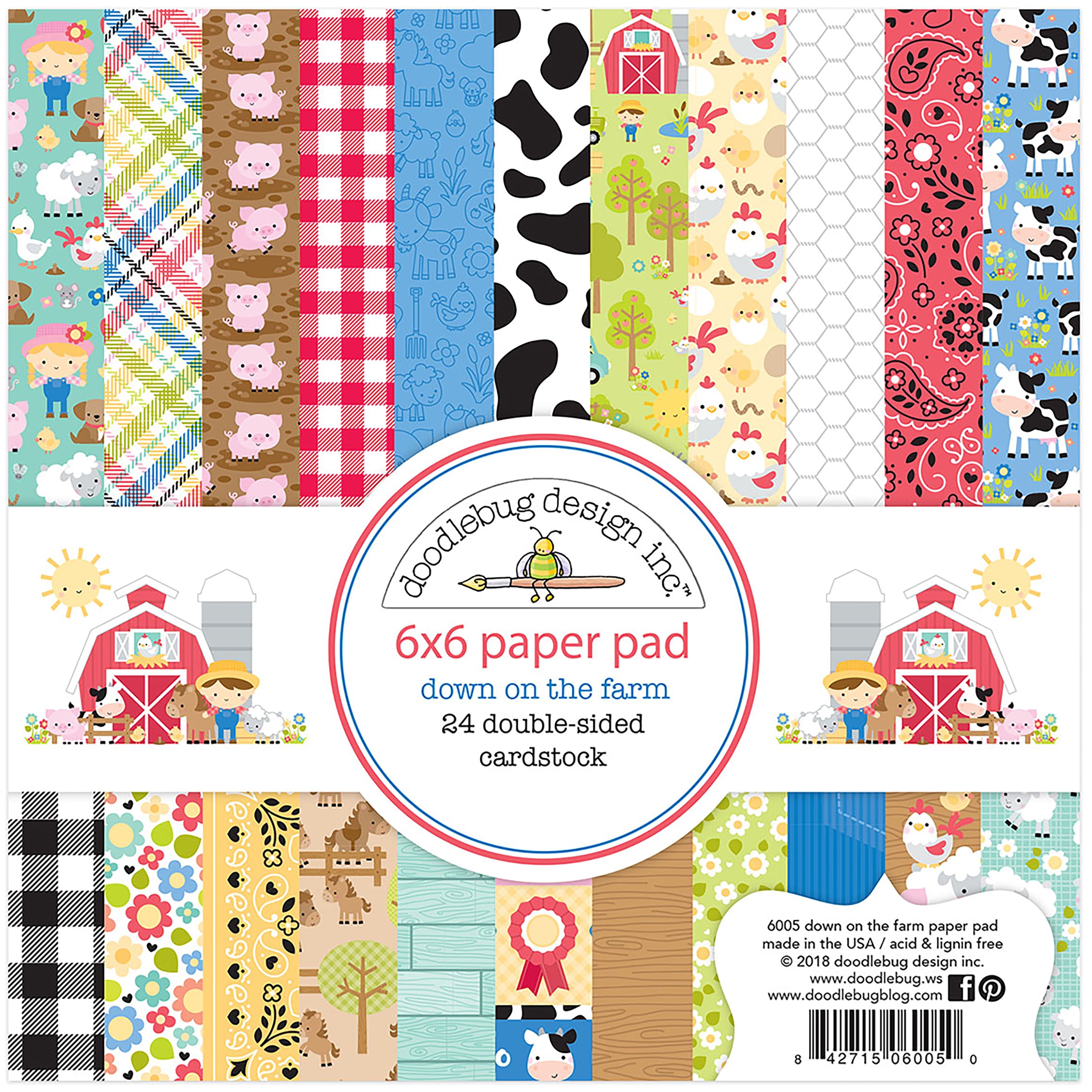 Doodlebug Design Inc.&#x2122; Down On The Farm Paper Pad, 6&#x22; x 6&#x22;