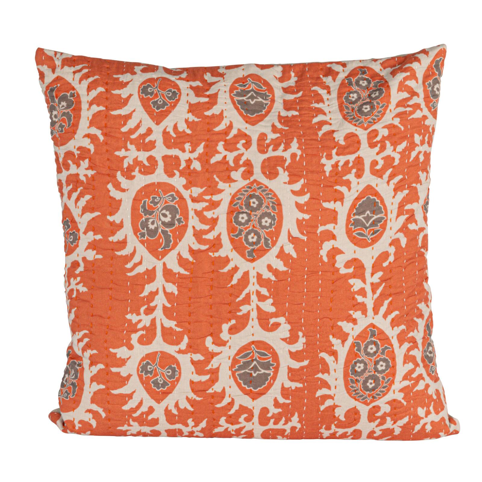 Hello Honey&#xAE; 20&#x22; Orange Oval &#x26; Floral Accent Pillow