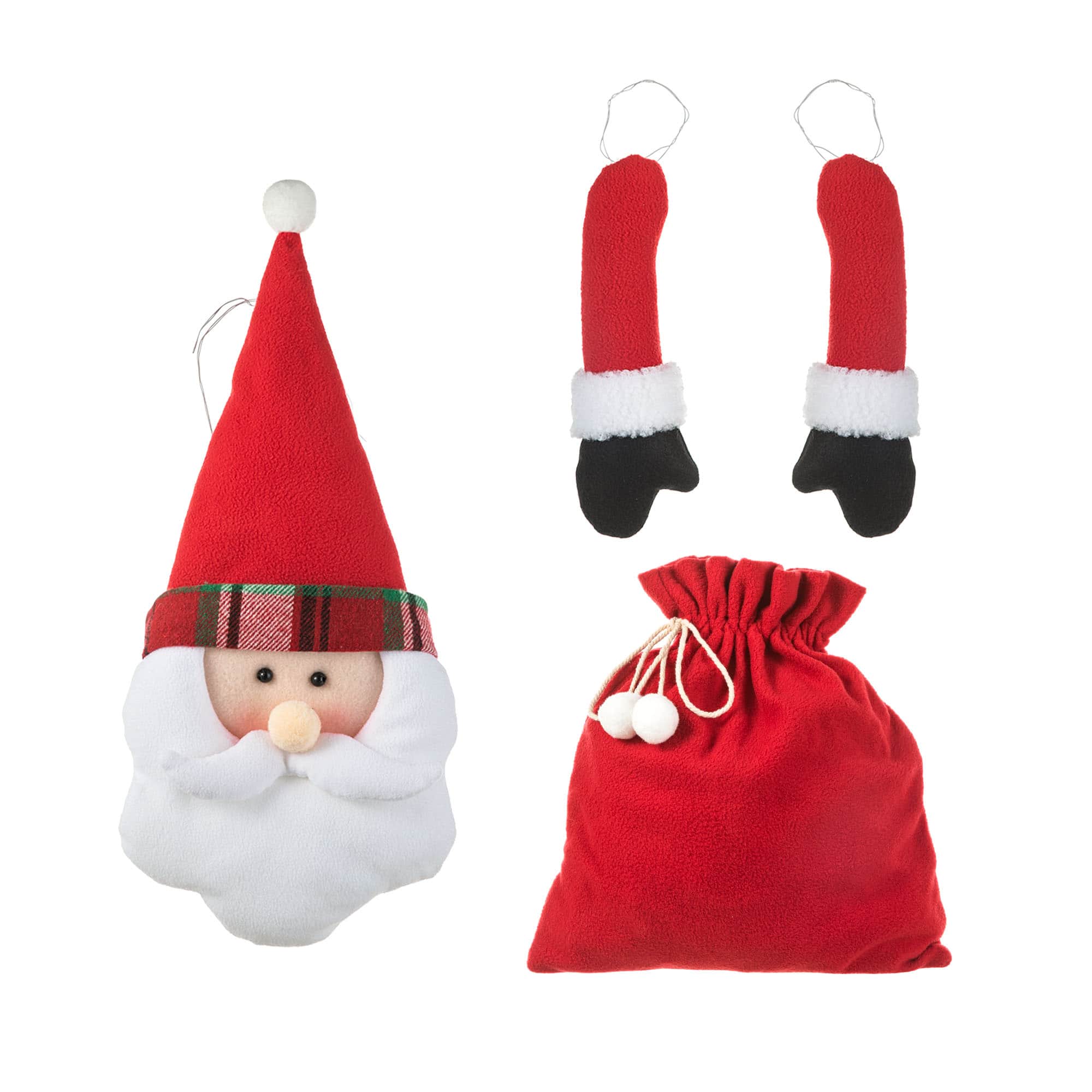 Glitzhome&#xAE; 20&#x22; Jumbo Christmas Fabric Santa Ornament Set