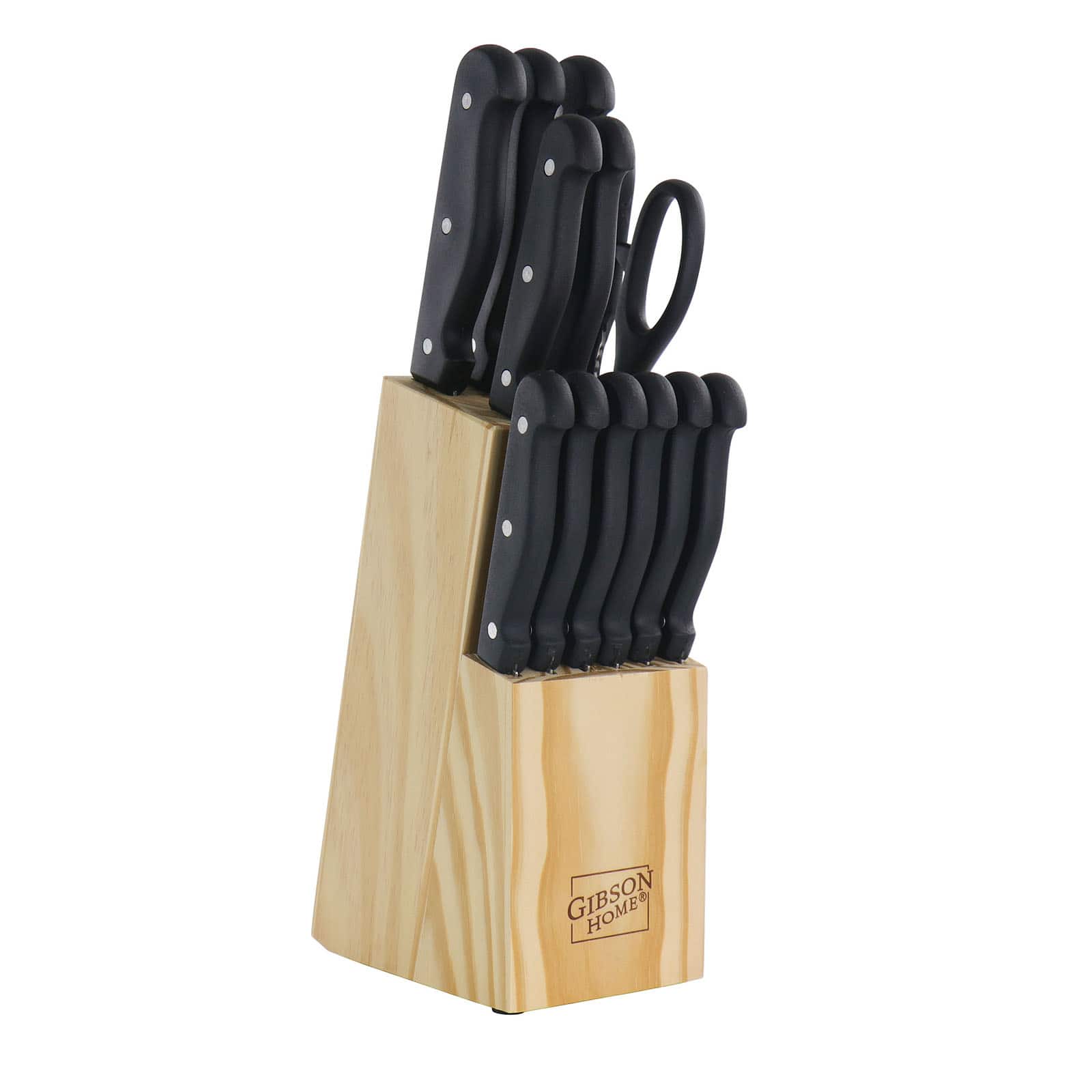 Gibson Home&#xAE; Westover 13-Piece Black Stainless Steel Cutlery Set with Wood Storage Block