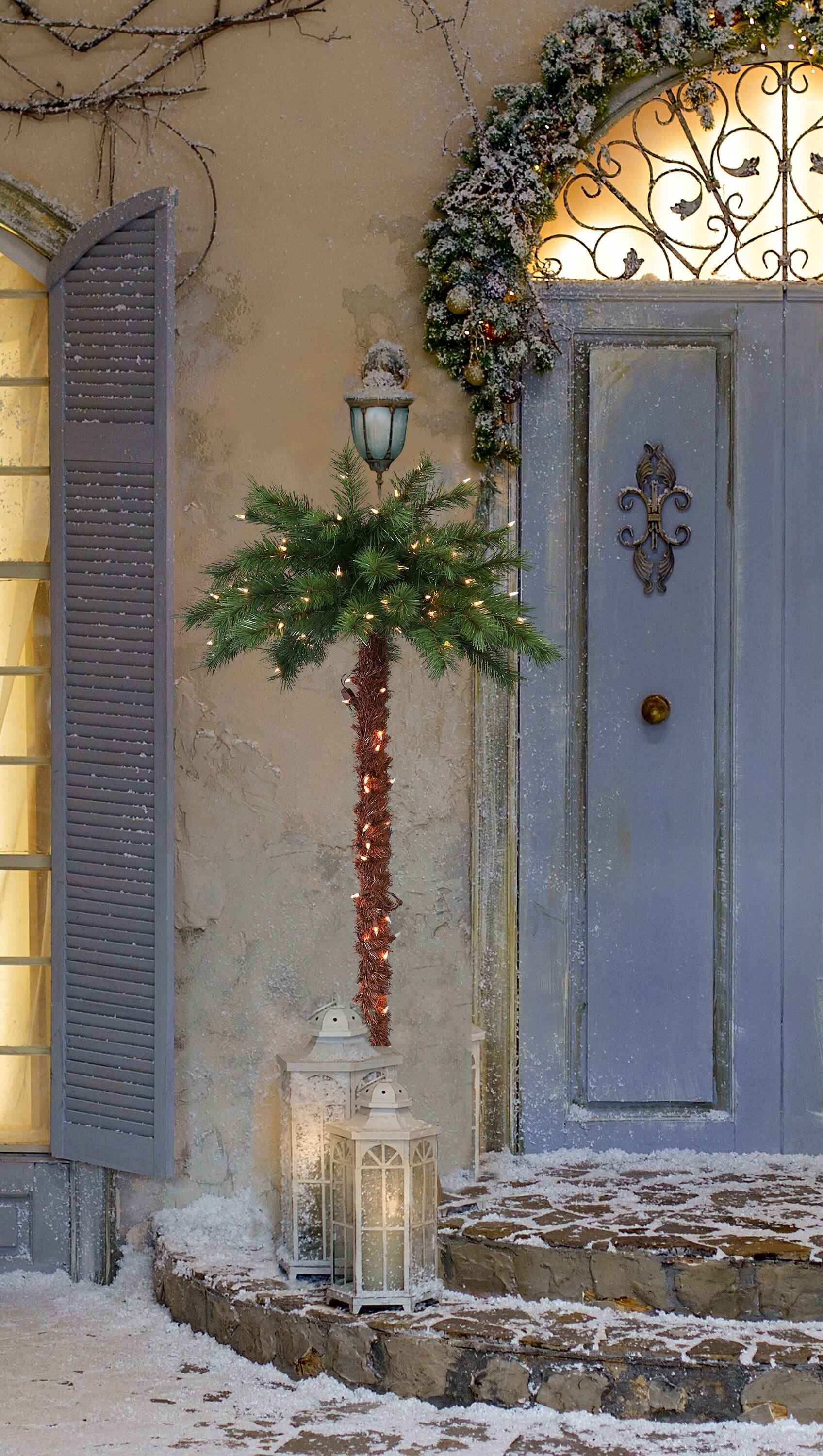 6ft. Pre-Lit Palm Artificial Christmas Tree, Dual Color LED Lights