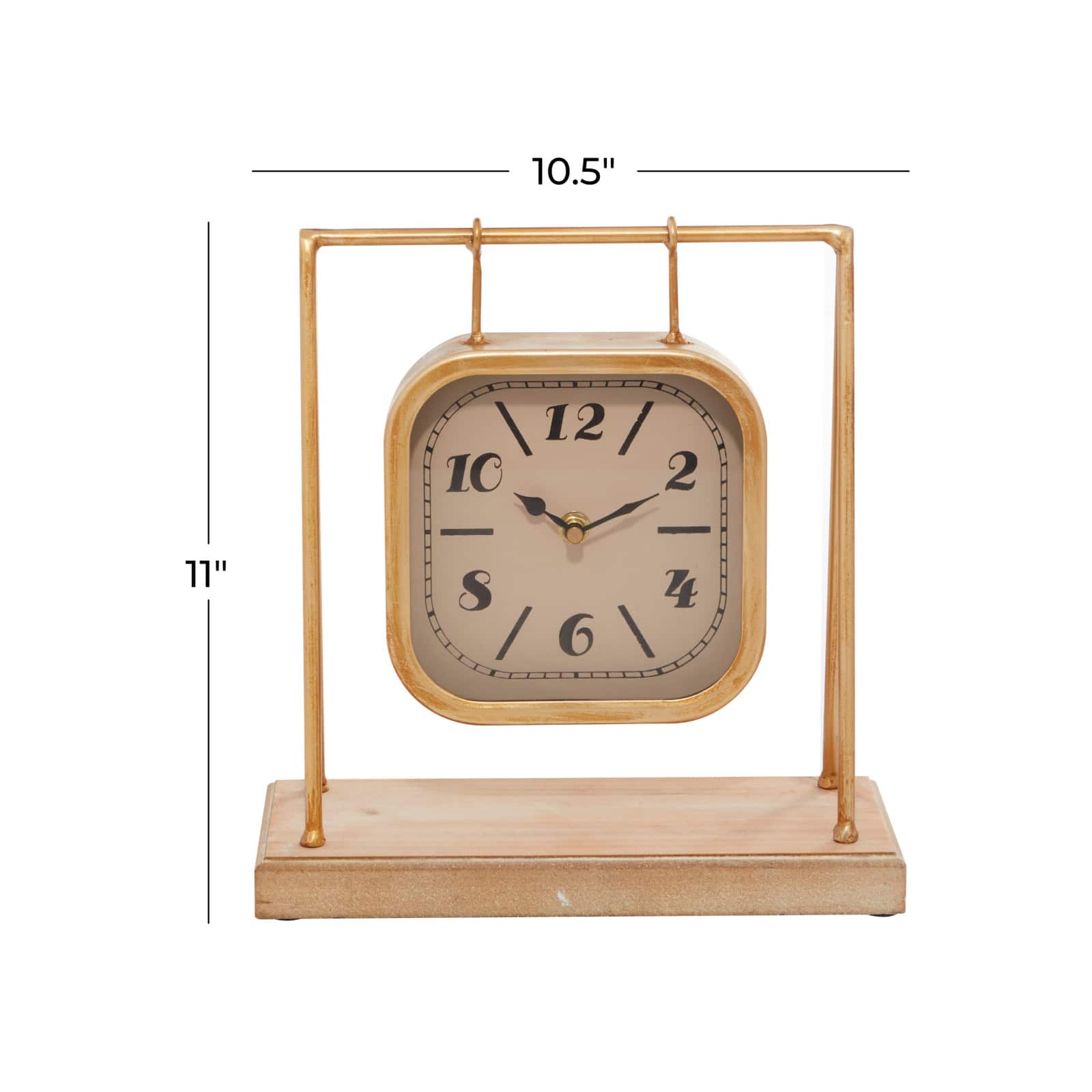 11&#x22; Gold Wood Farmhouse Swing Clock