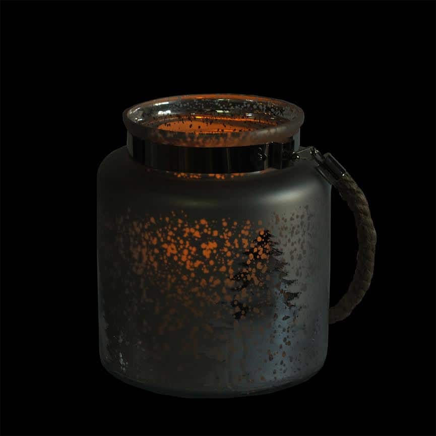 8" Reindeer & Tree Silhouette Pillar Candle Holder with Handle