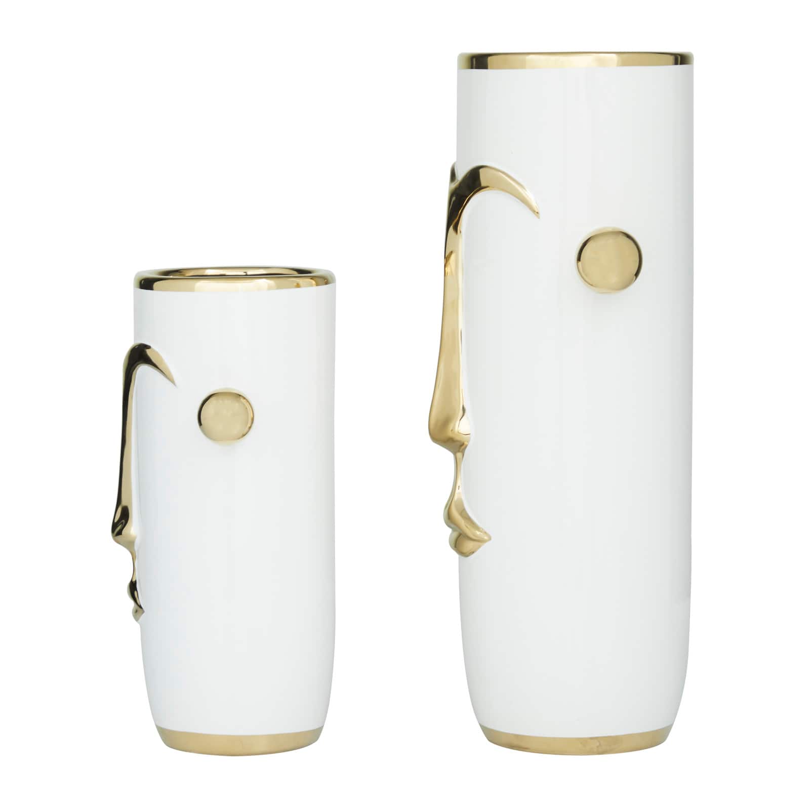The Novogratz Set of 2" White Stoneware Modern Vase 16", 11"