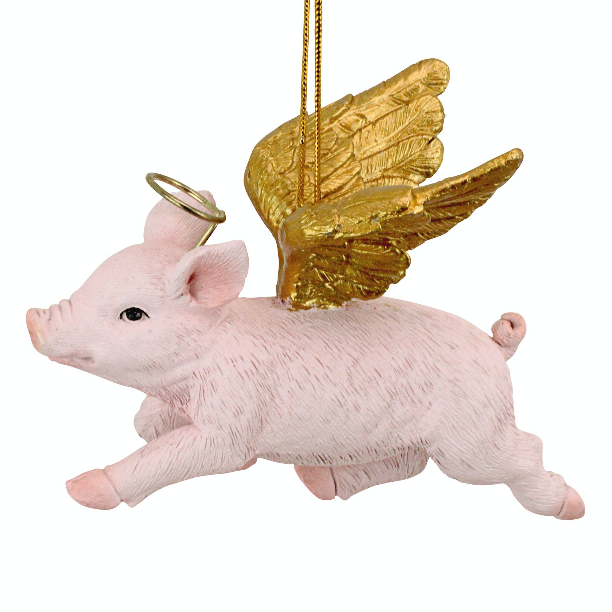 Design Toscano Hog Heaven Flying Pig Angel Holiday Ornament