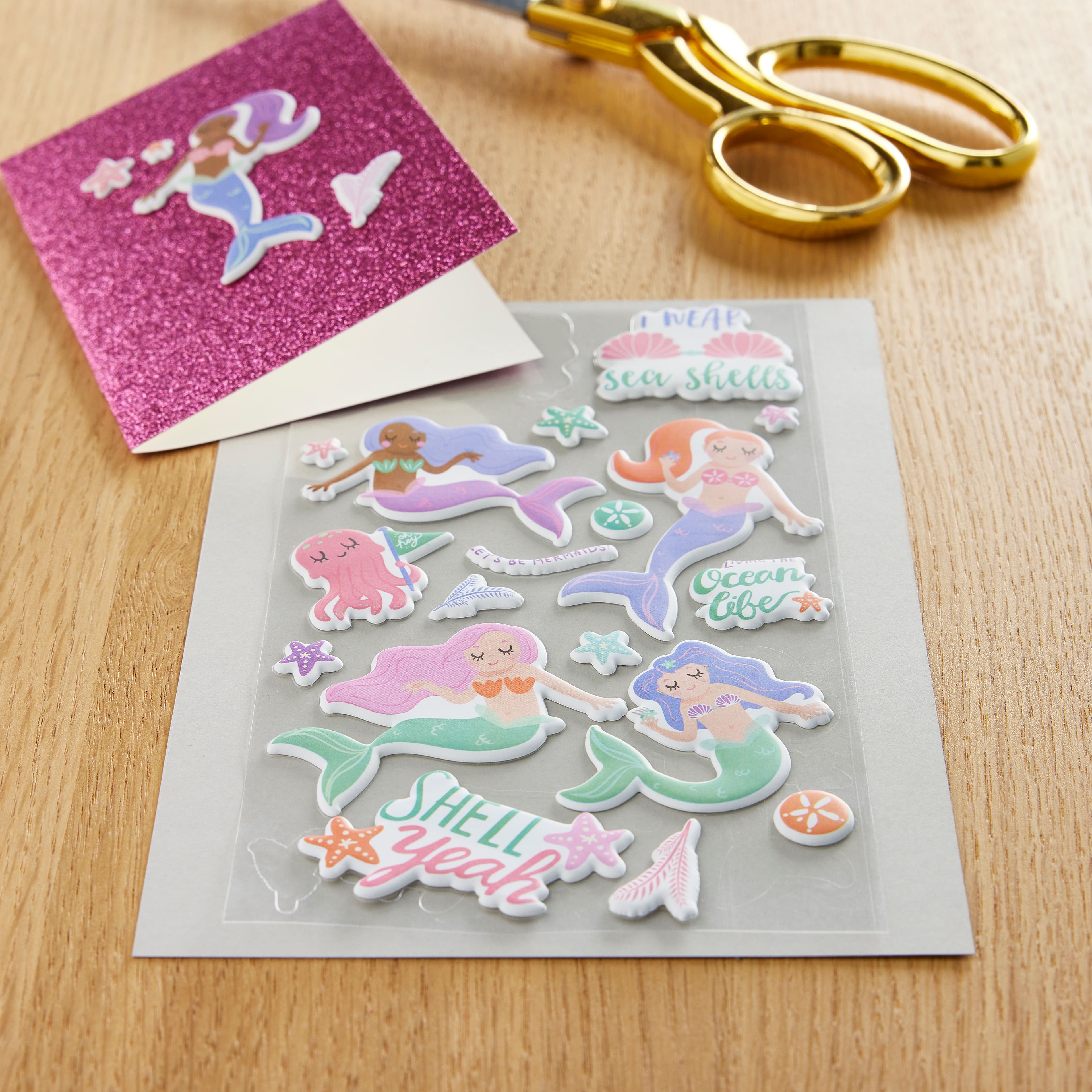 12 Pack: Mermaids Puffy Stickers by Recollections™