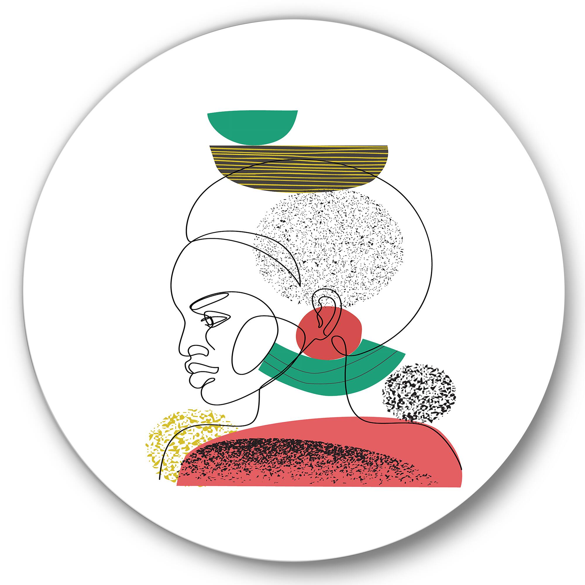 Designart - One Line Portrait of Afro American Women II