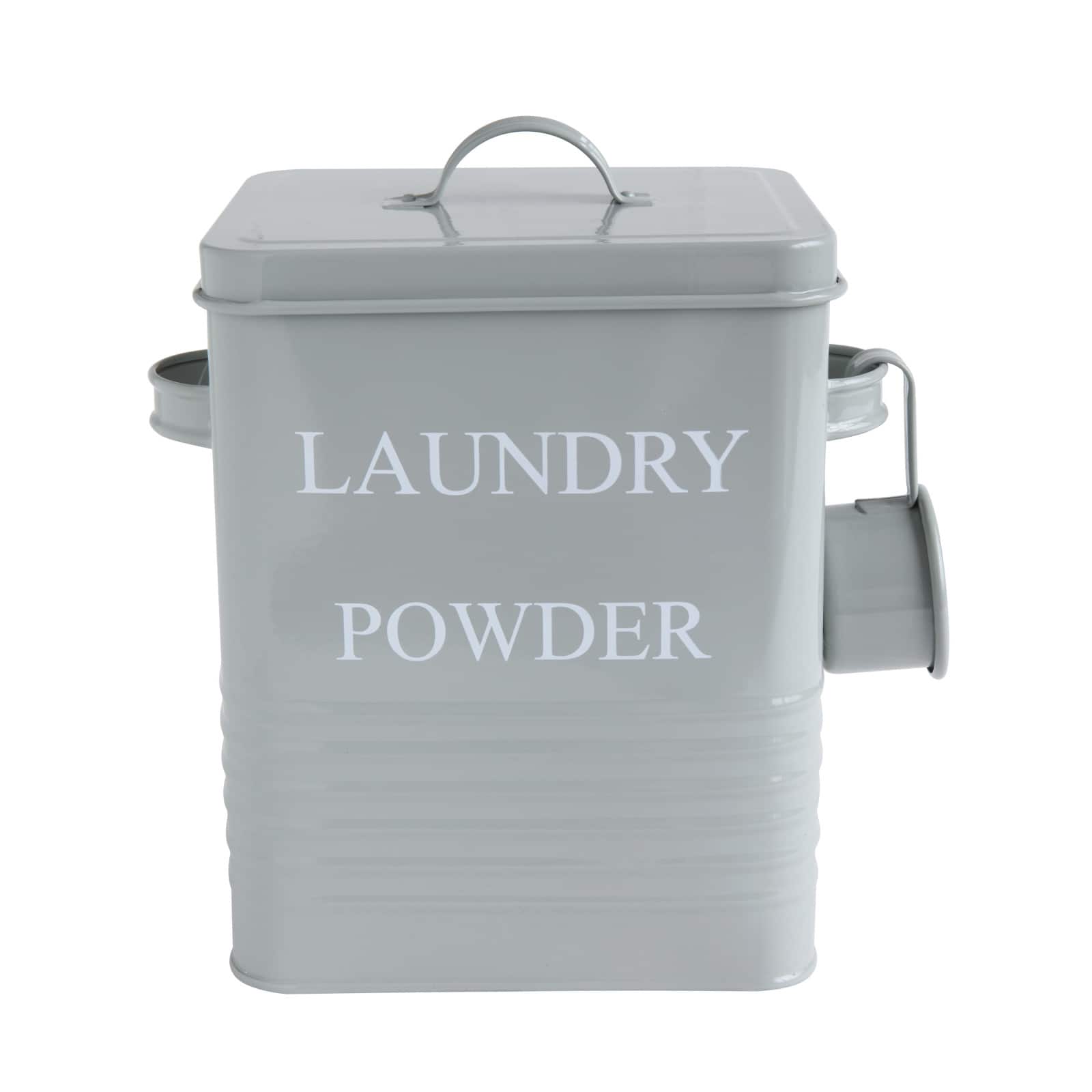 Hello Honey® Gray Metal Laundry Powder Container with Lid & Scoop