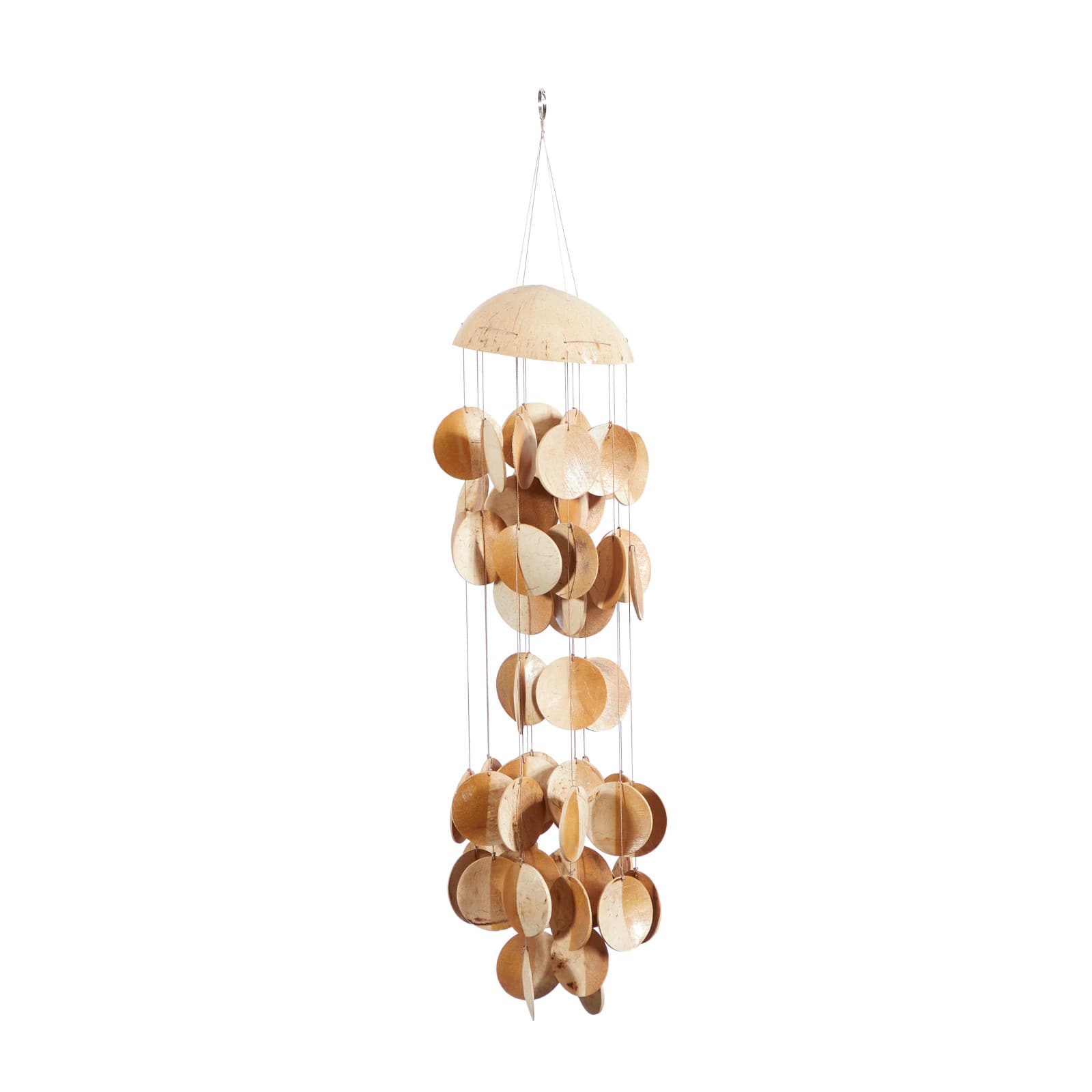 Gold Coconut shells Coastal Windchime, 5&#x22; x 17&#x22;