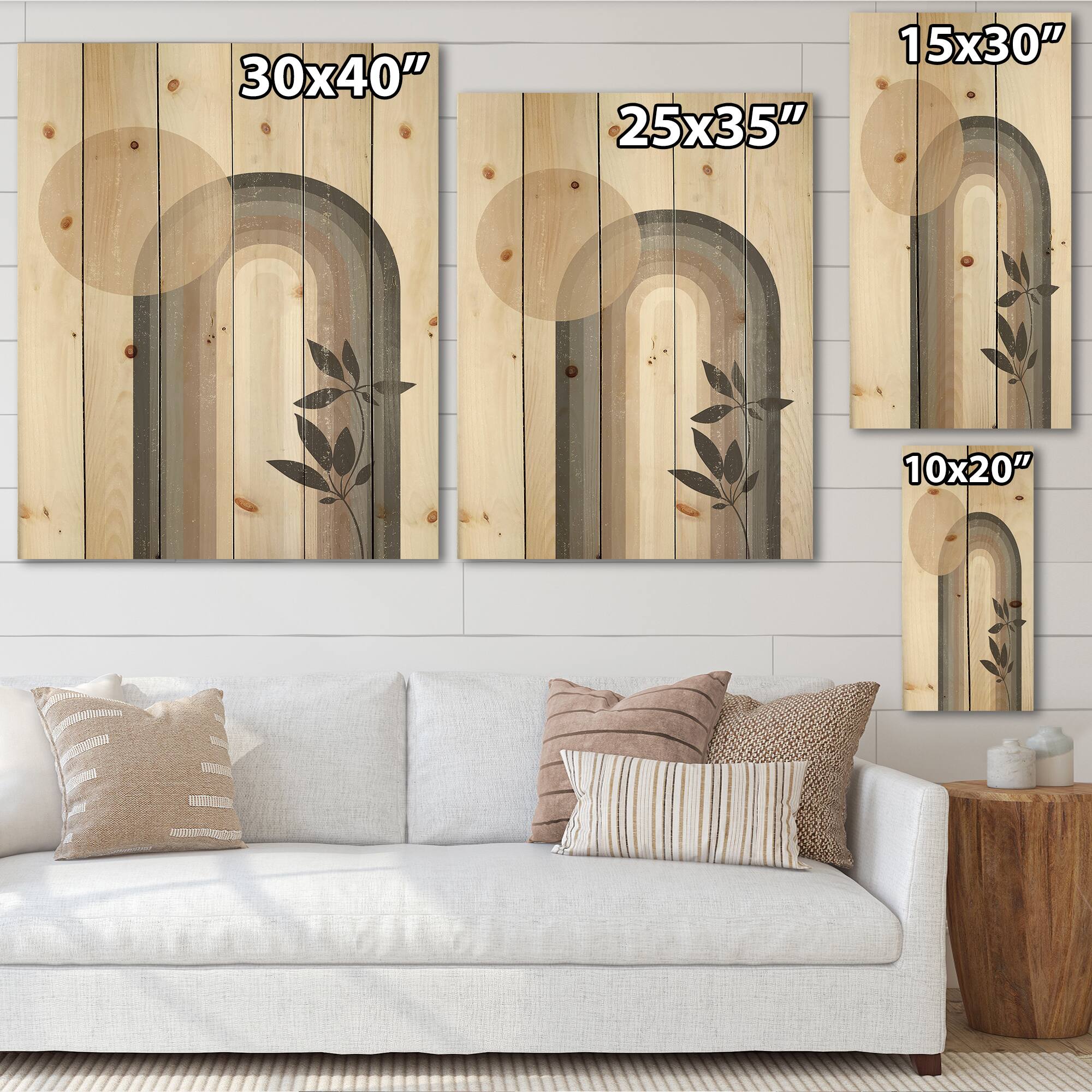 Designart - Abstract Rainbow Sun and Moon In Earth Tones III