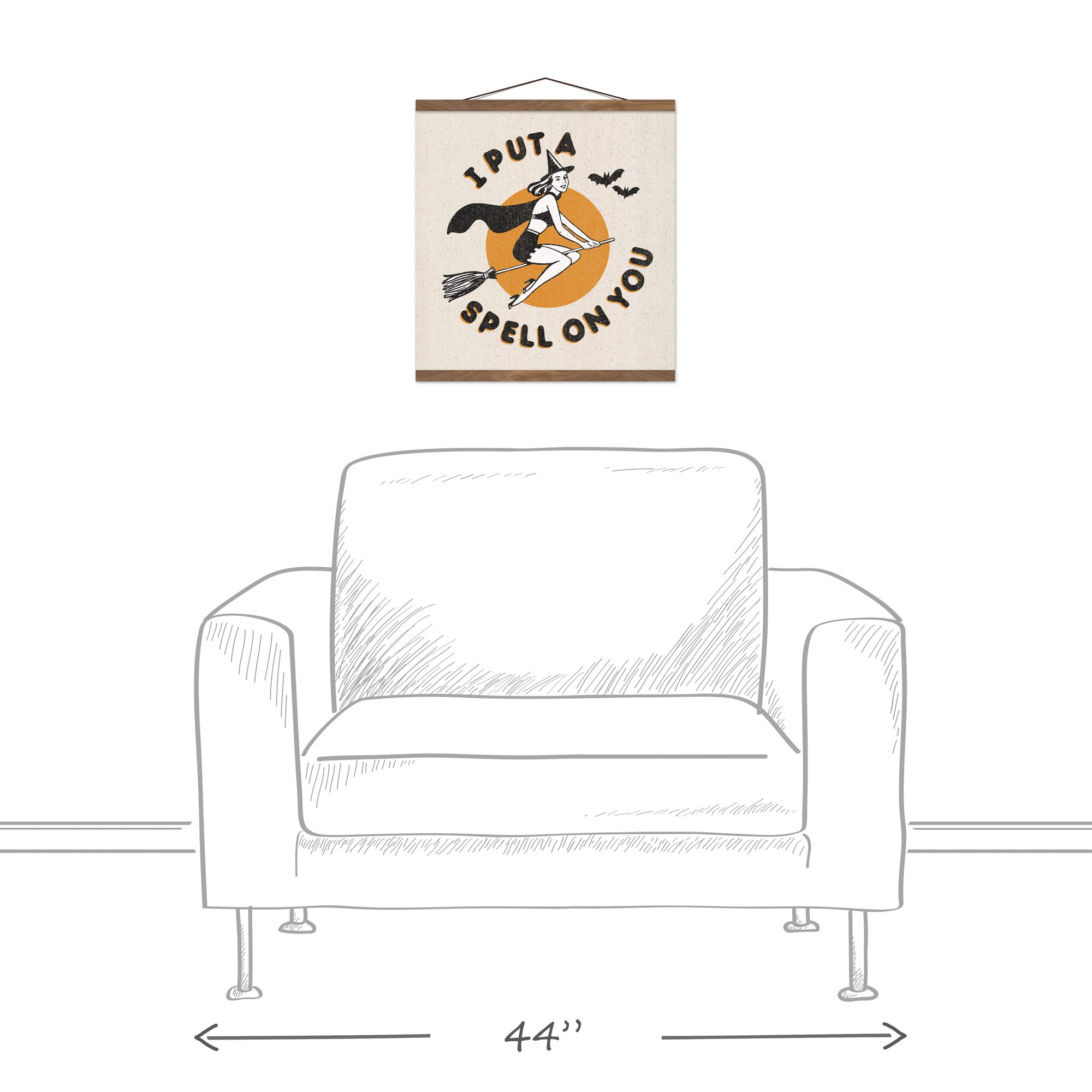 Retro Witch Teak Hanging Canvas Wall Art